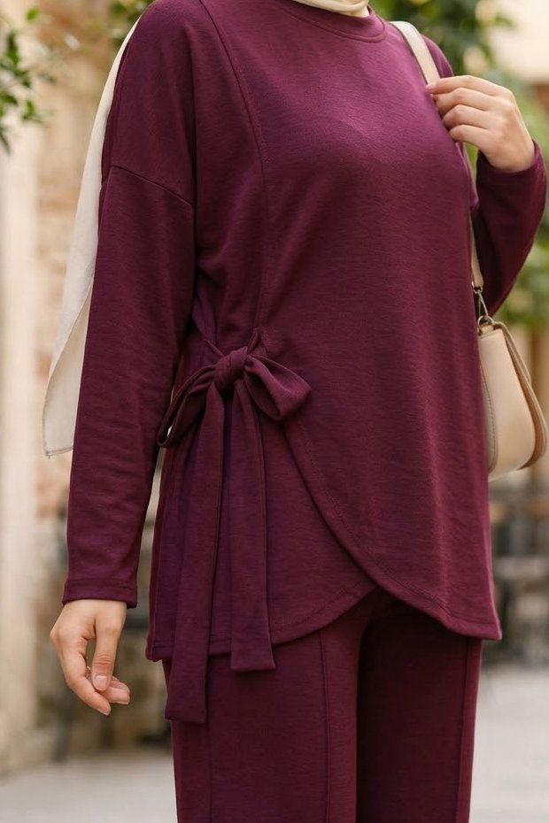 Bağlamalı Oysh Modal İkili Takım Bordo - 29156-BORDO - 3