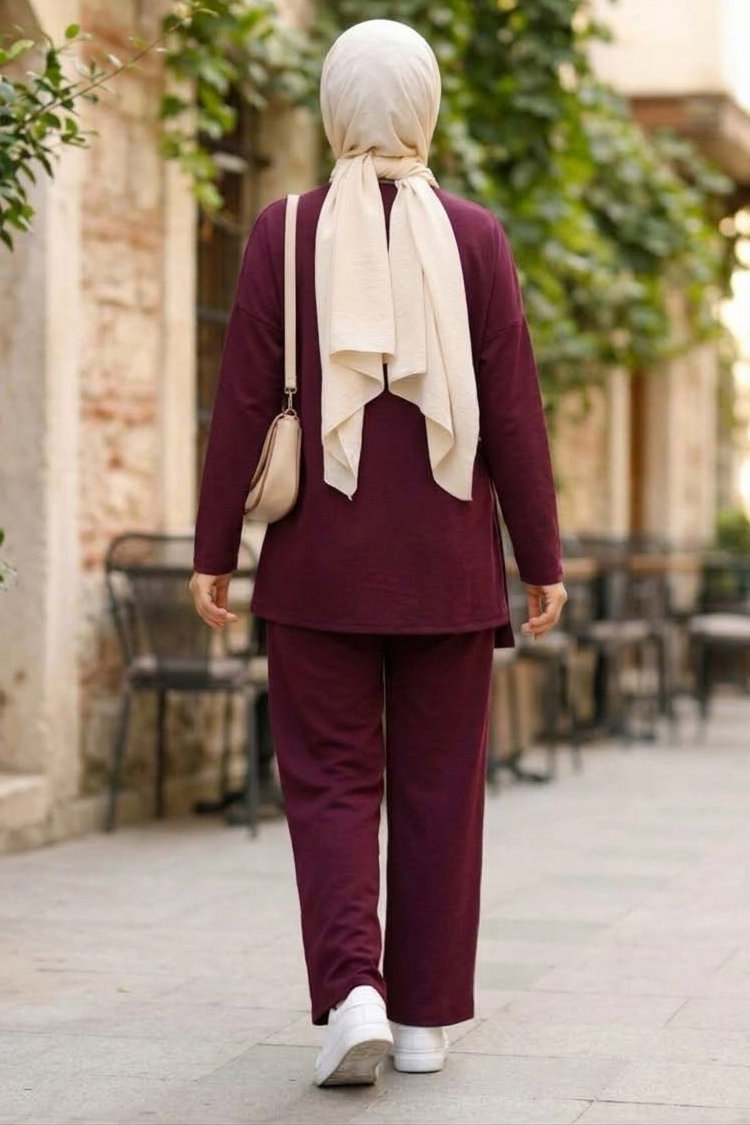 Bağlamalı Oysh Modal İkili Takım Bordo - 29156-BORDO - 4
