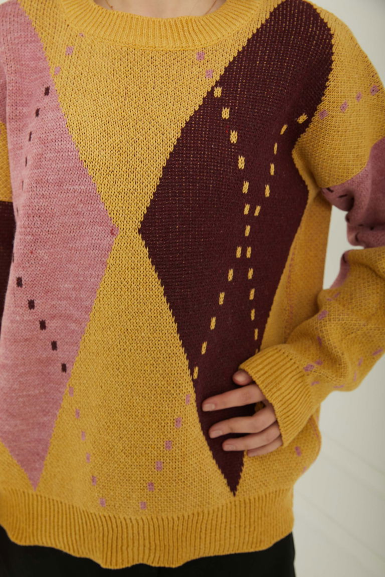 Baklava Desen Triko Kazak - 27671 - TOFİSA