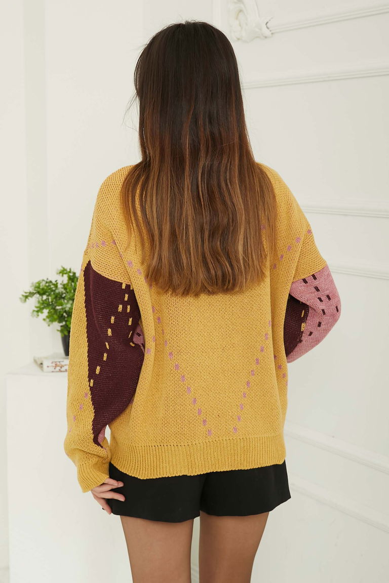 Baklava Desen Triko Kazak - 27671 - TOFİSA