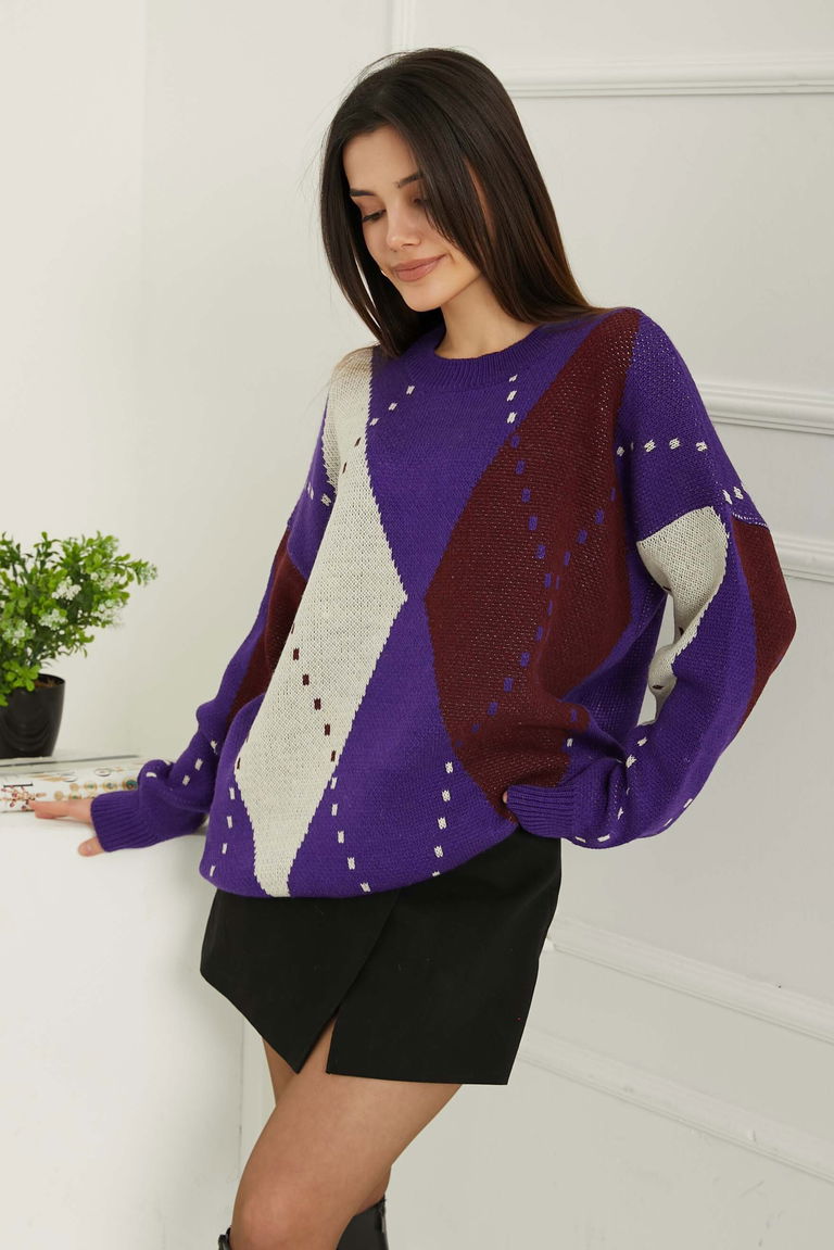 Baklava Desen Triko Kazak - 27671 - TOFİSA