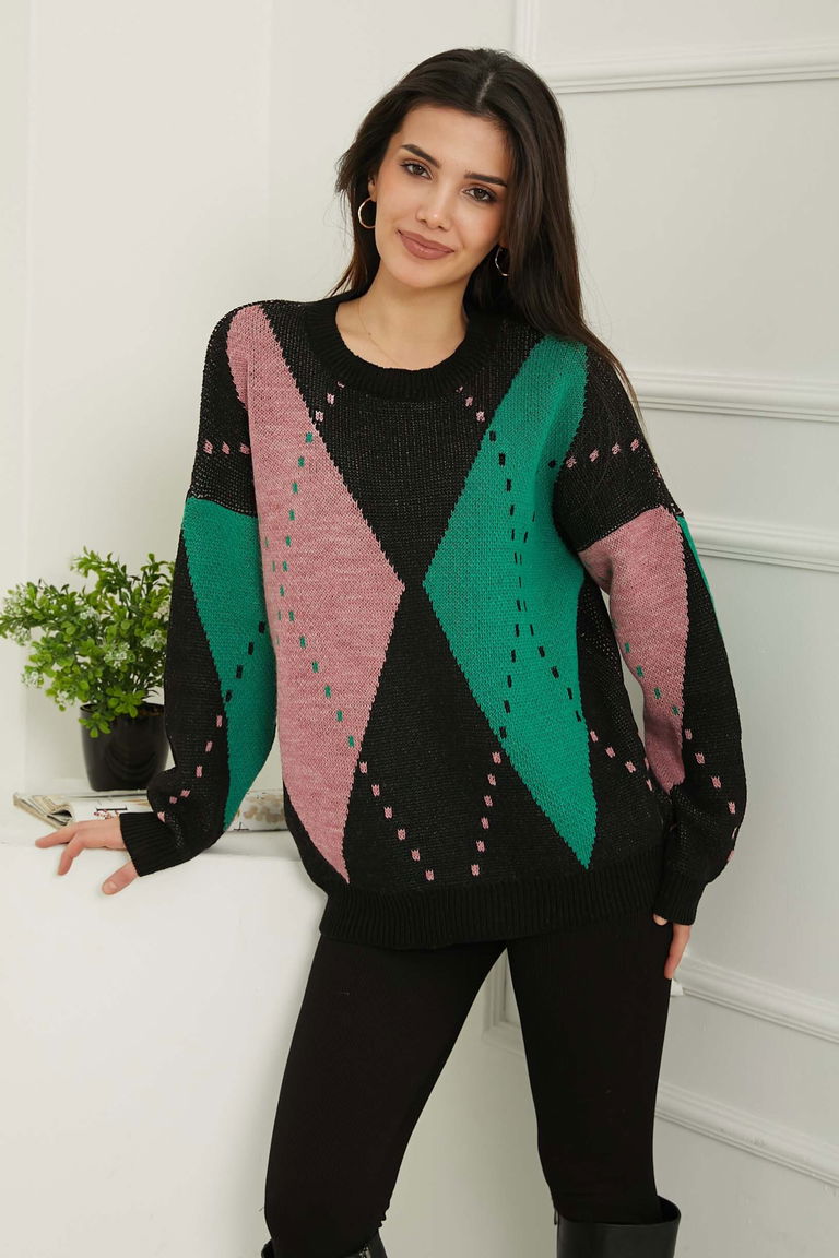 Baklava Desen Triko Kazak - 27671 - TOFİSA