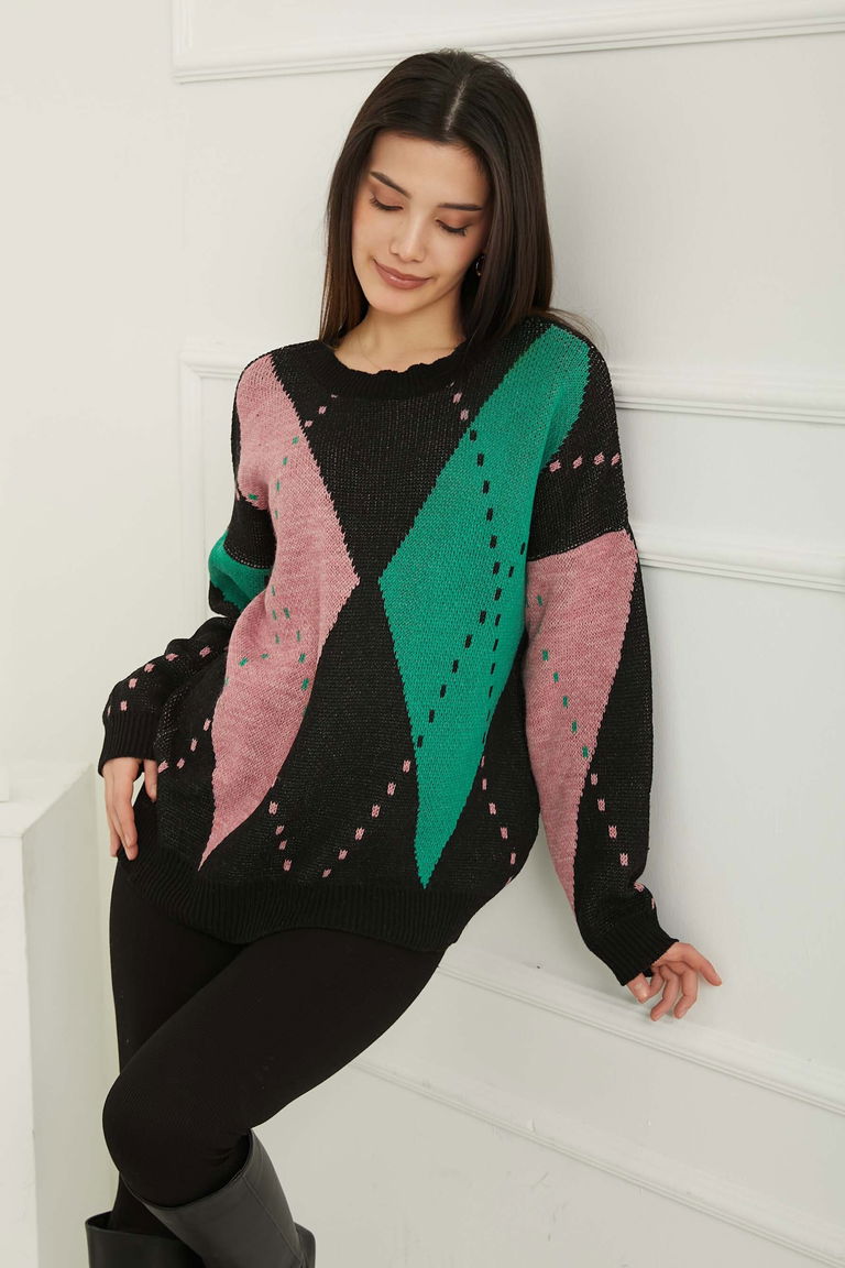 Baklava Desen Triko Kazak - 27671 - TOFİSA