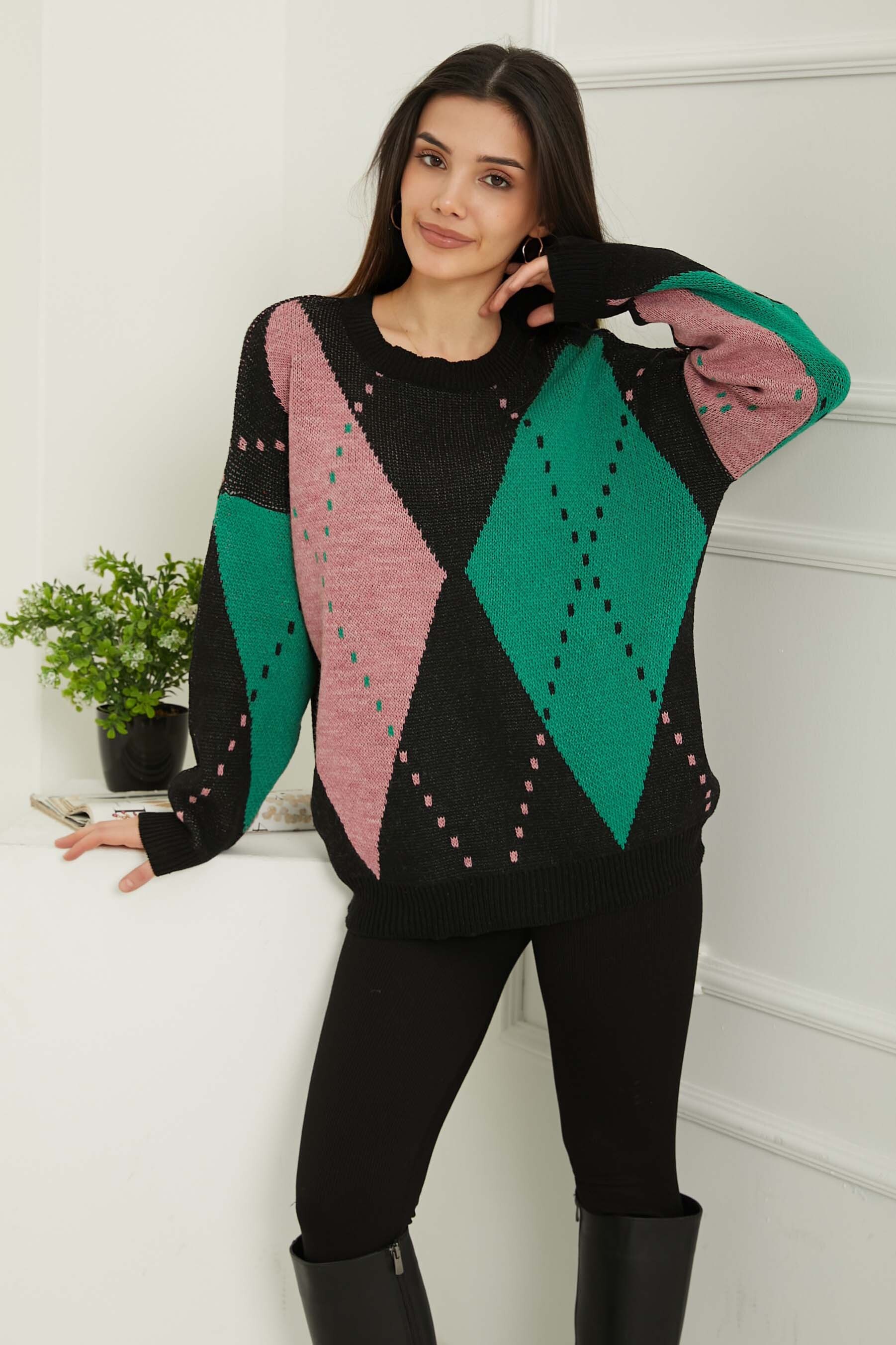 Baklava Desen Triko Kazak - 27671 - 4