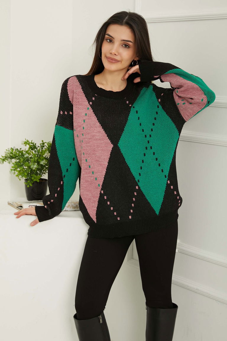 Baklava Desen Triko Kazak - 27671 - TOFİSA