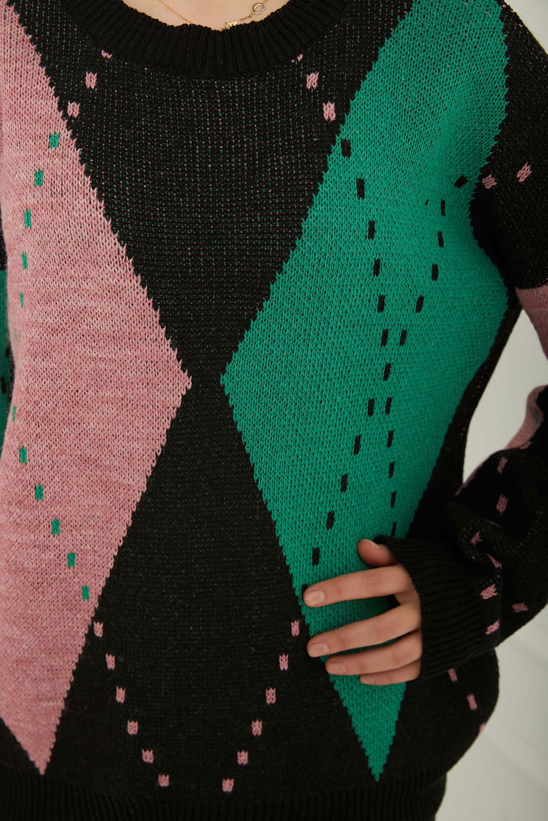 Baklava Desen Triko Kazak - 27671 - TOFİSA