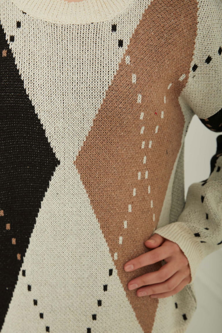 Baklava Desen Triko Kazak - 27671 - TOFİSA