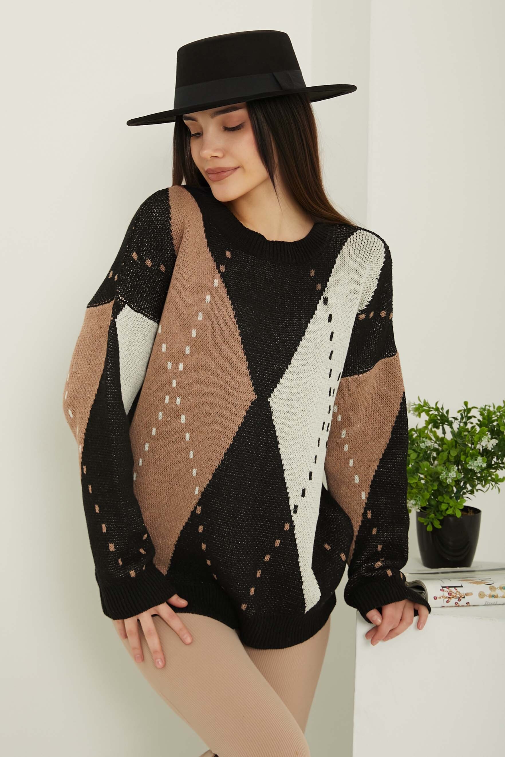 Baklava Desen Triko Kazak - 27671 - 1