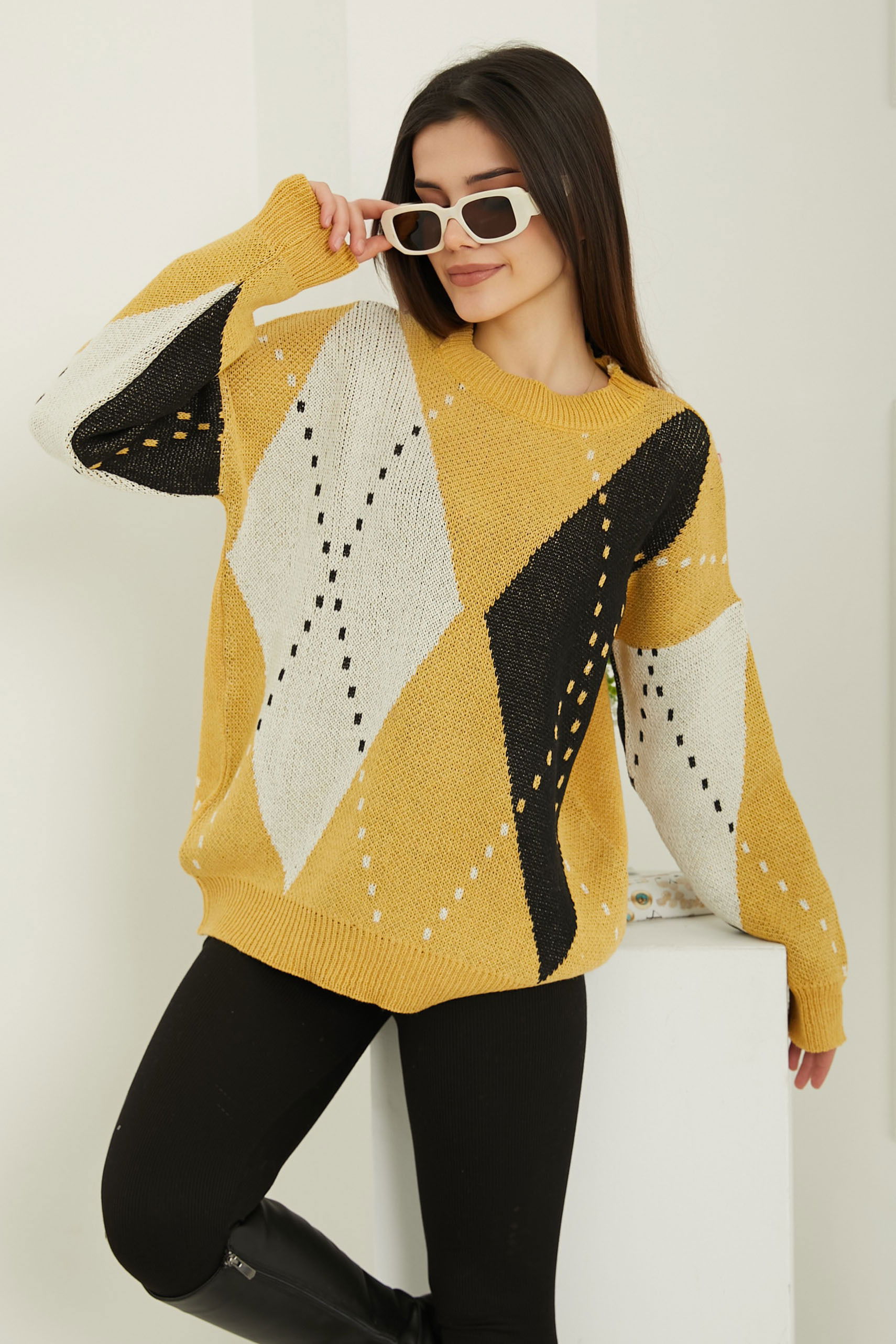 Baklava Desen Triko Kazak - 27671 - 2