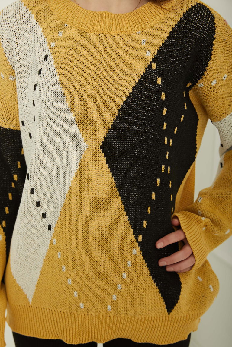 Baklava Desen Triko Kazak - 27671 - TOFİSA