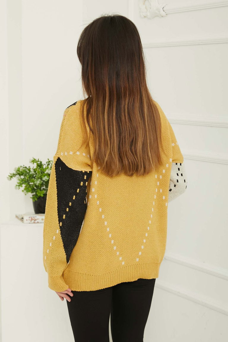 Baklava Desen Triko Kazak - 27671 - TOFİSA