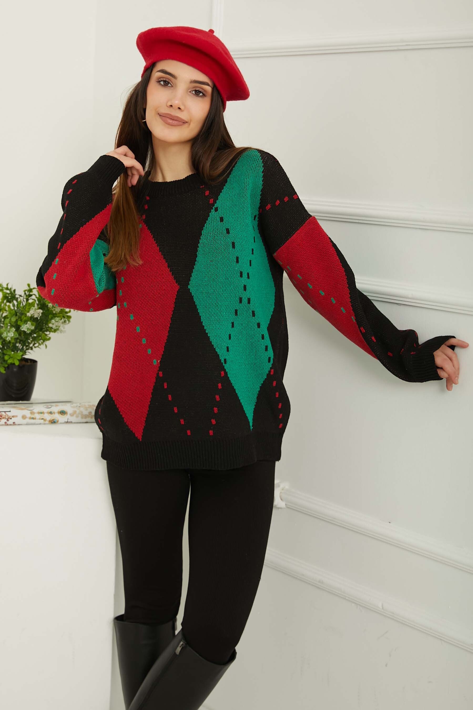 Baklava Desen Triko Kazak - 27671 - 2