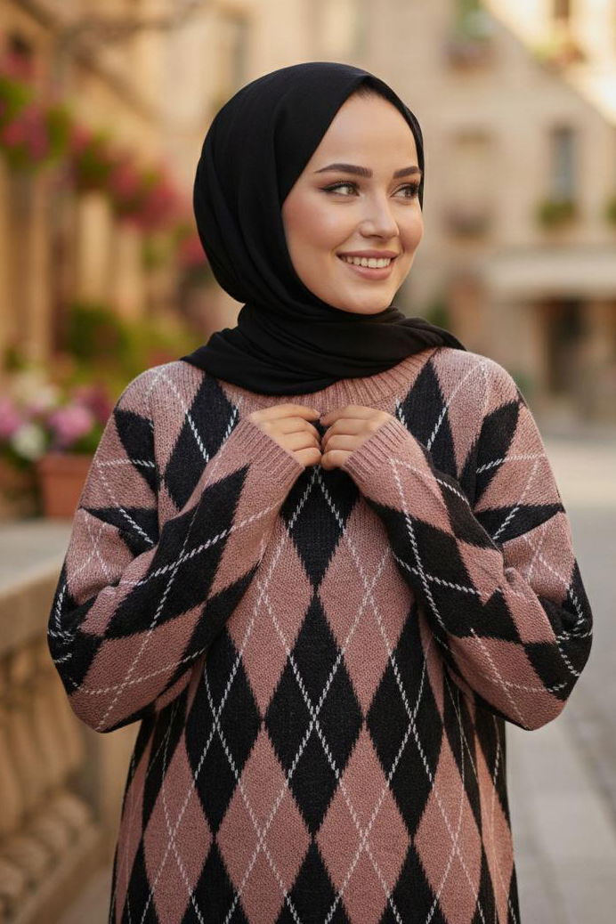 Baklava Desenli Triko Kazak - 28244-SOMON - 2