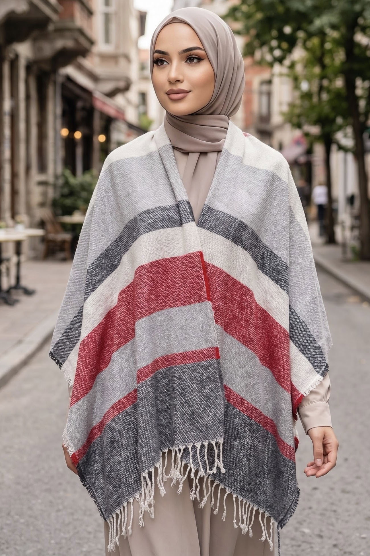 Balık Sırtı Polar Omuz Atkı Şal Kirmizi - 28995-KIRMIZI - 1