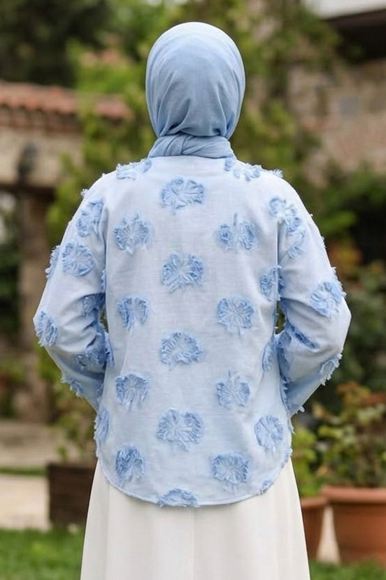 Baskı Püskül Detaylı Bağcıklı Kimono Bebe Mavi - 28659-BEBE-MAVI - 3