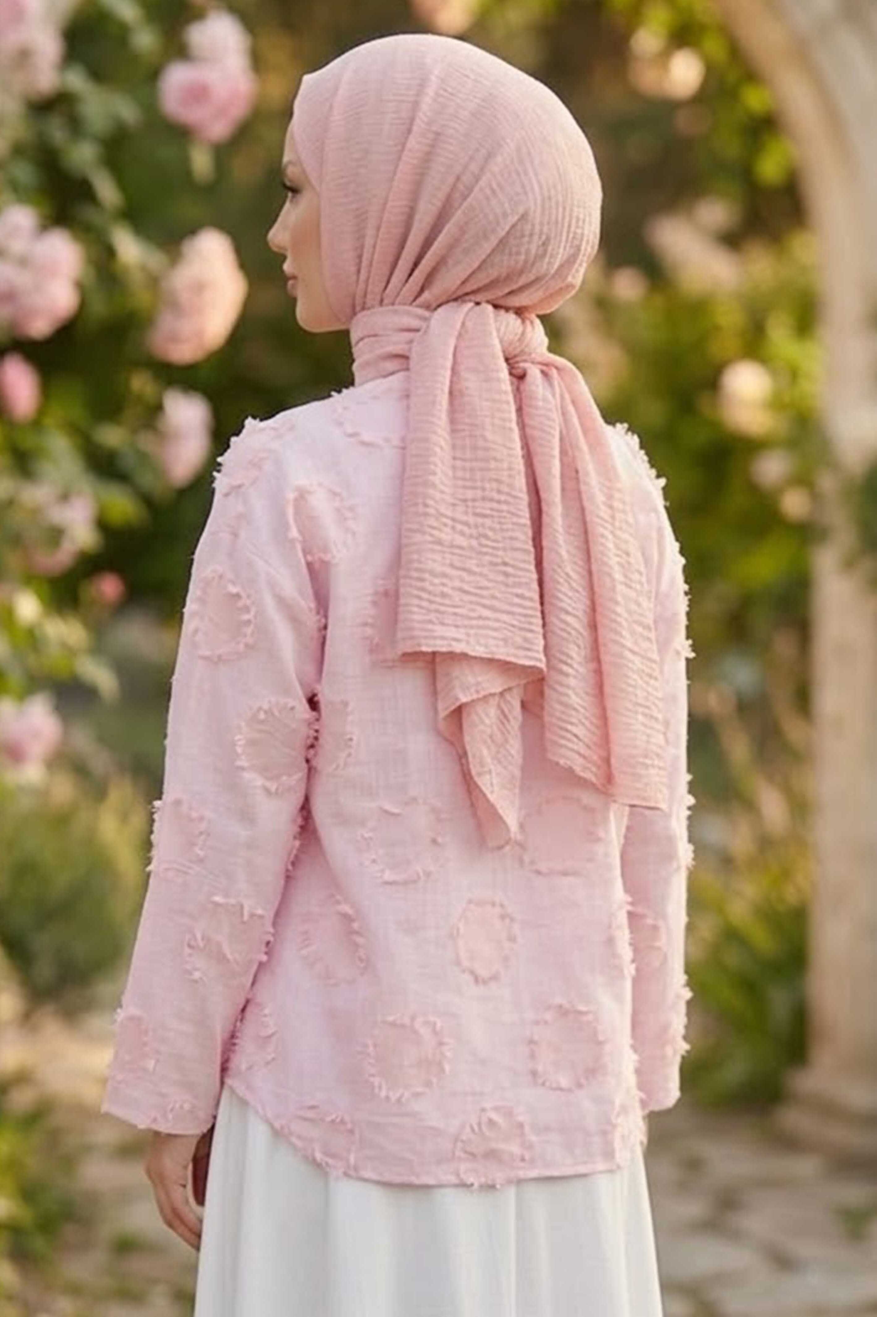 Baskı Püskül Detaylı Bağcıklı Kimono Pembe - 28659-PEMBE - 3