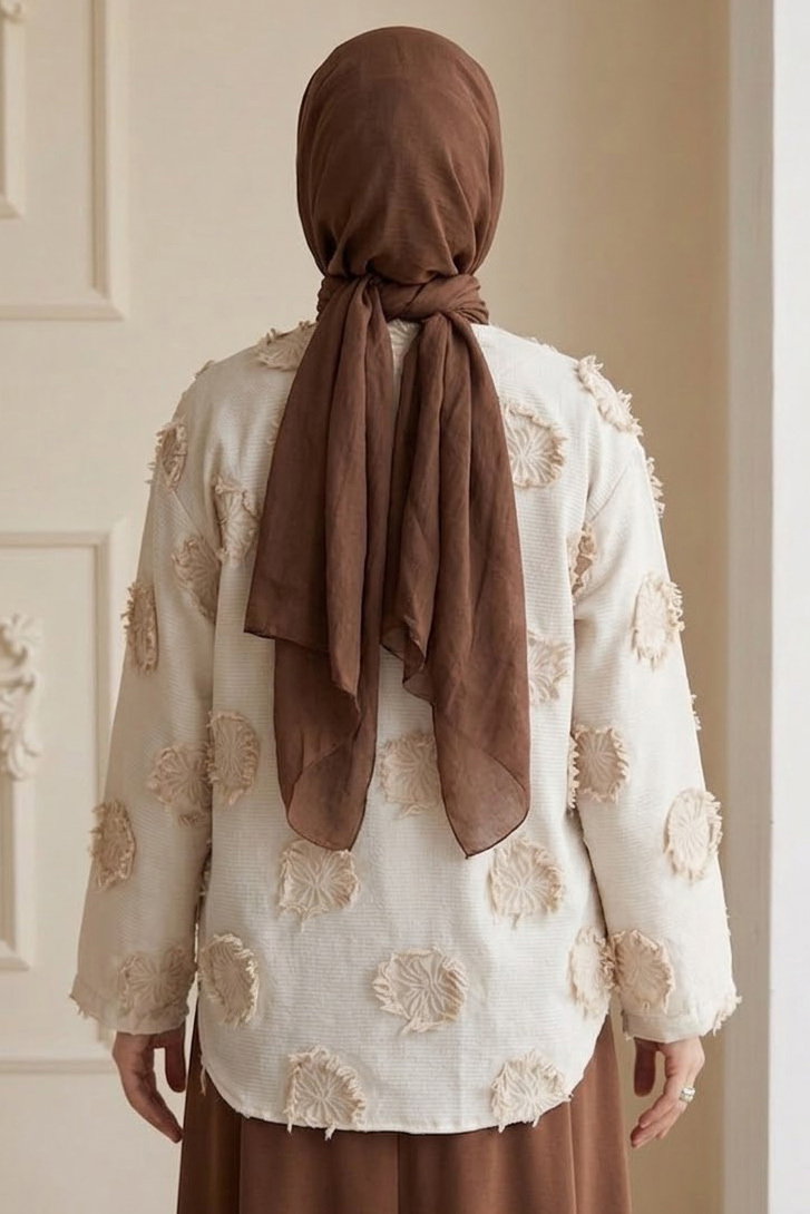 Baskı Püskül Detaylı Bağcıklı Kimono Taş - 28659-TAS - 3