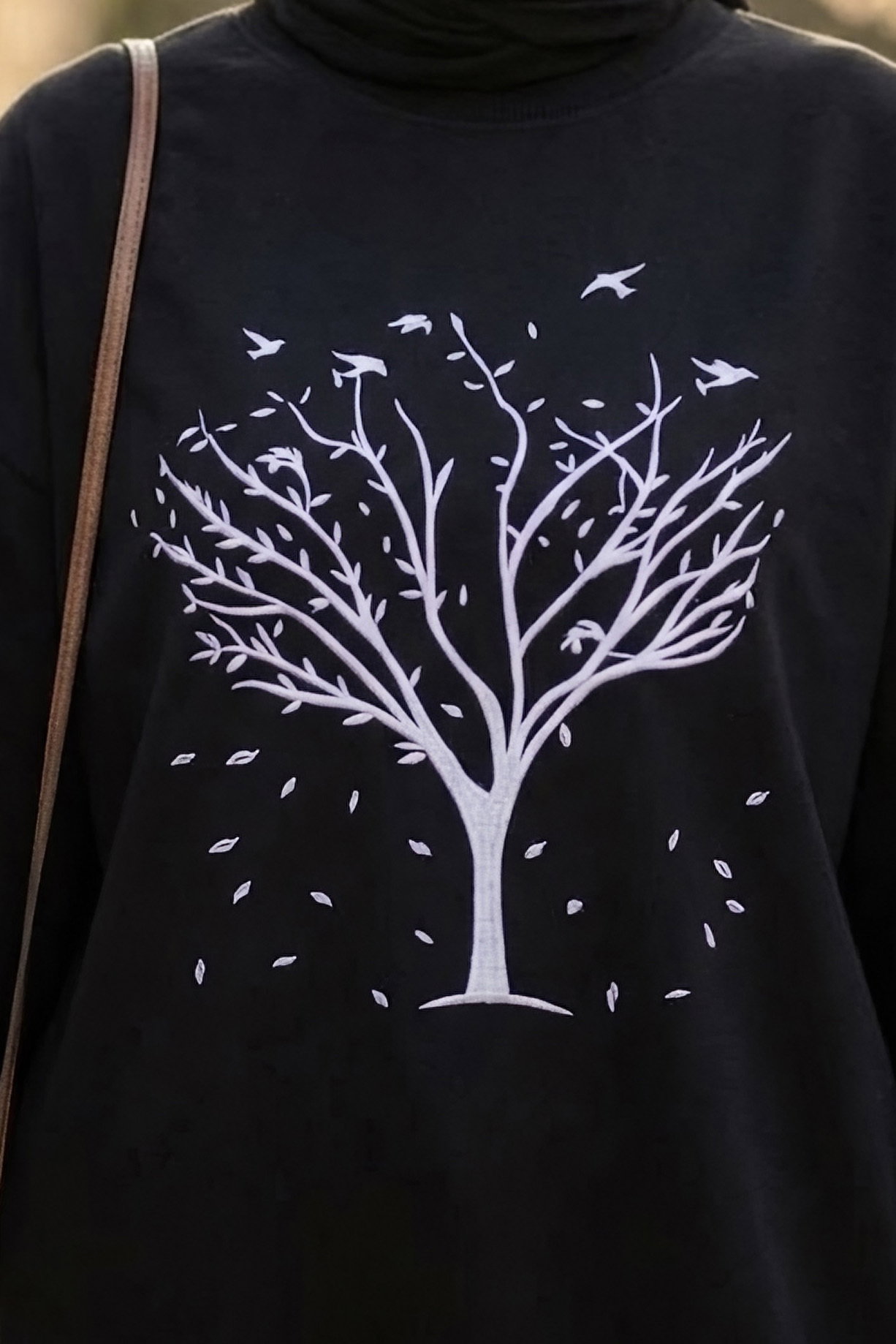 Baskılı Bisiklet Yaka Tunik Siyah - 29089-SIYAH - 3