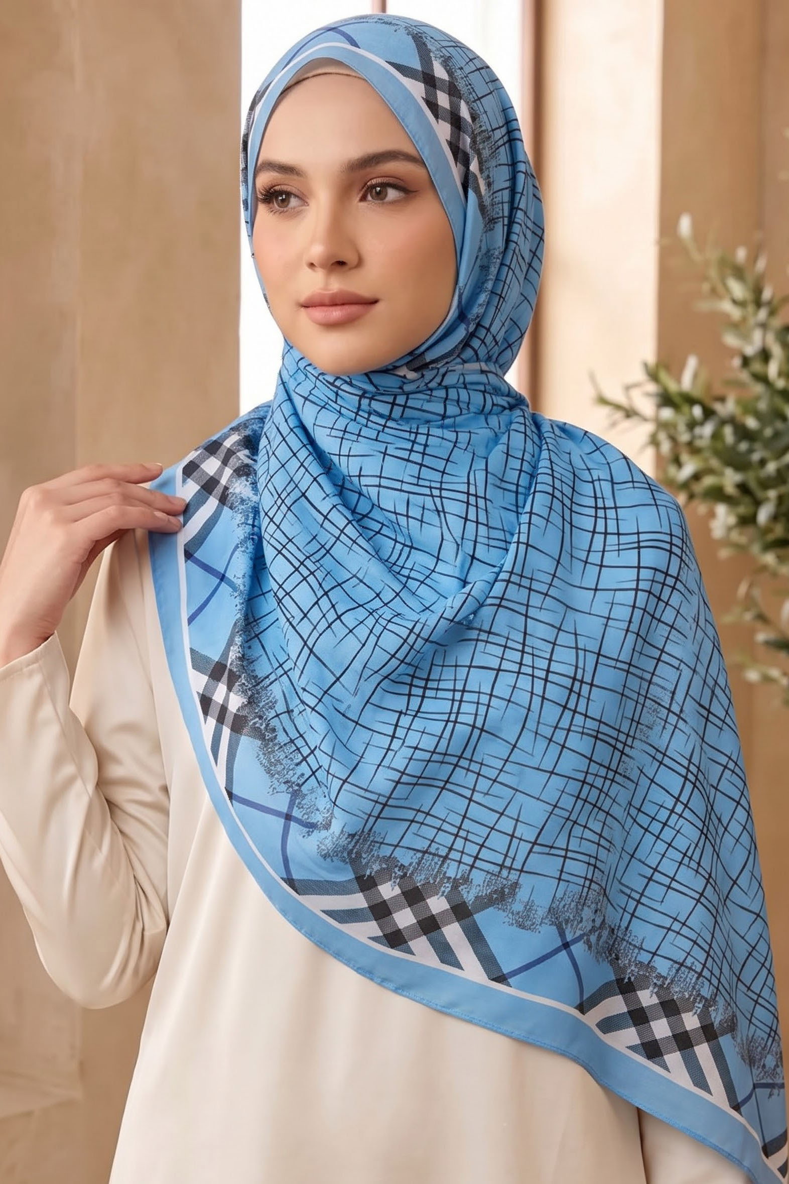 Baskılı Desenli Soft Şal Bebe Mavi - 29258-BEBE-MAVI - 1