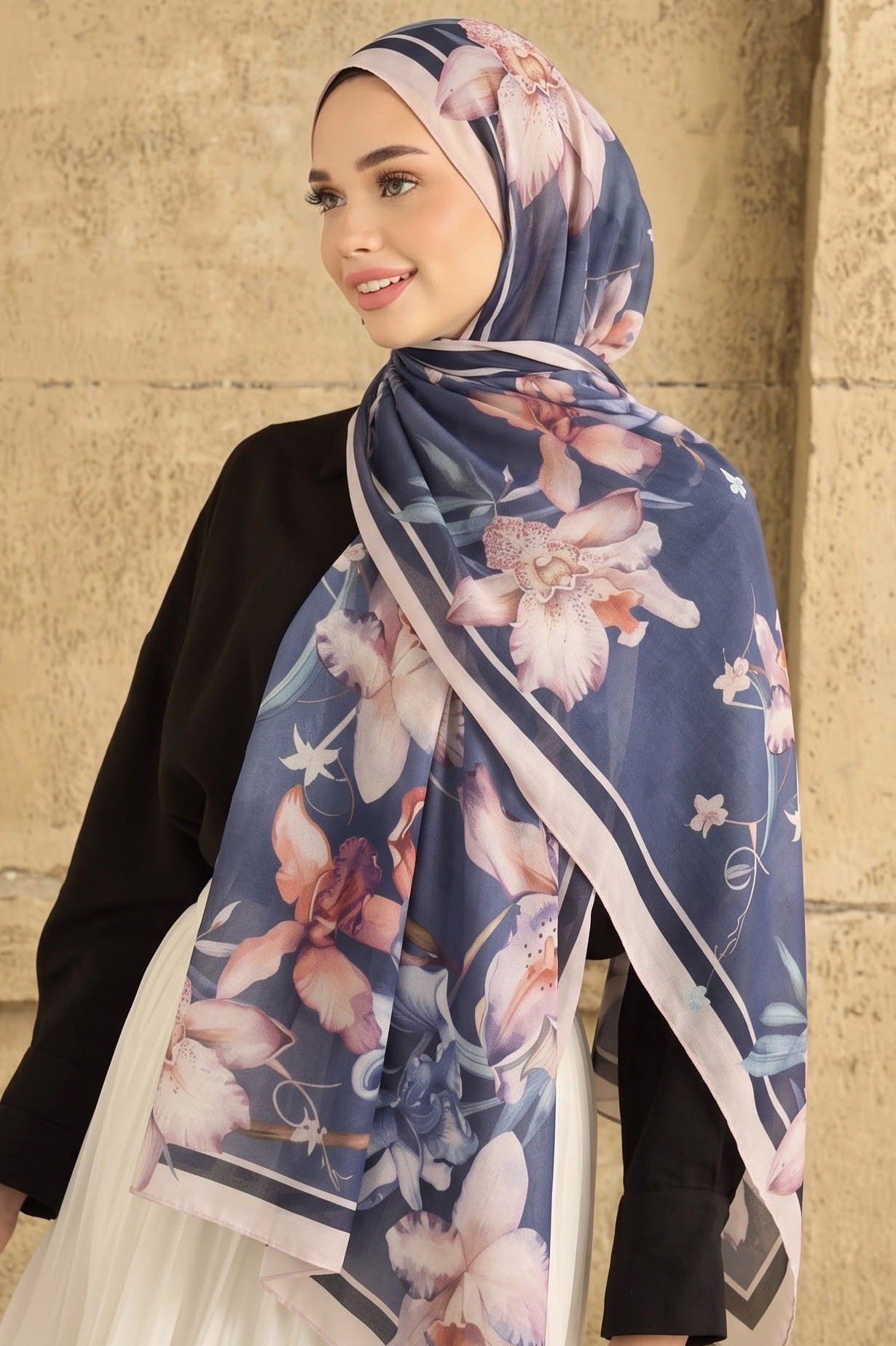 Baskılı Desenli Soft Şal Bej - 29273-BEJ - 1