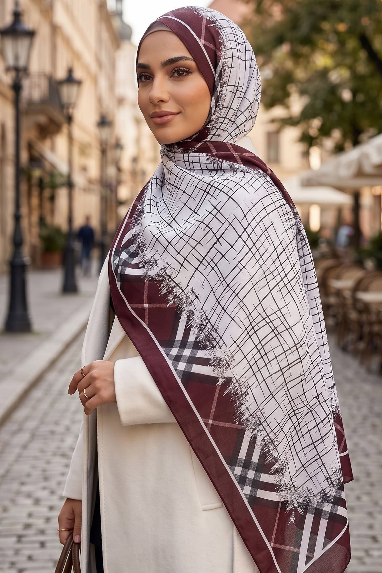 Baskılı Desenli Soft Şal Bordo - 29258-BORDO - 1