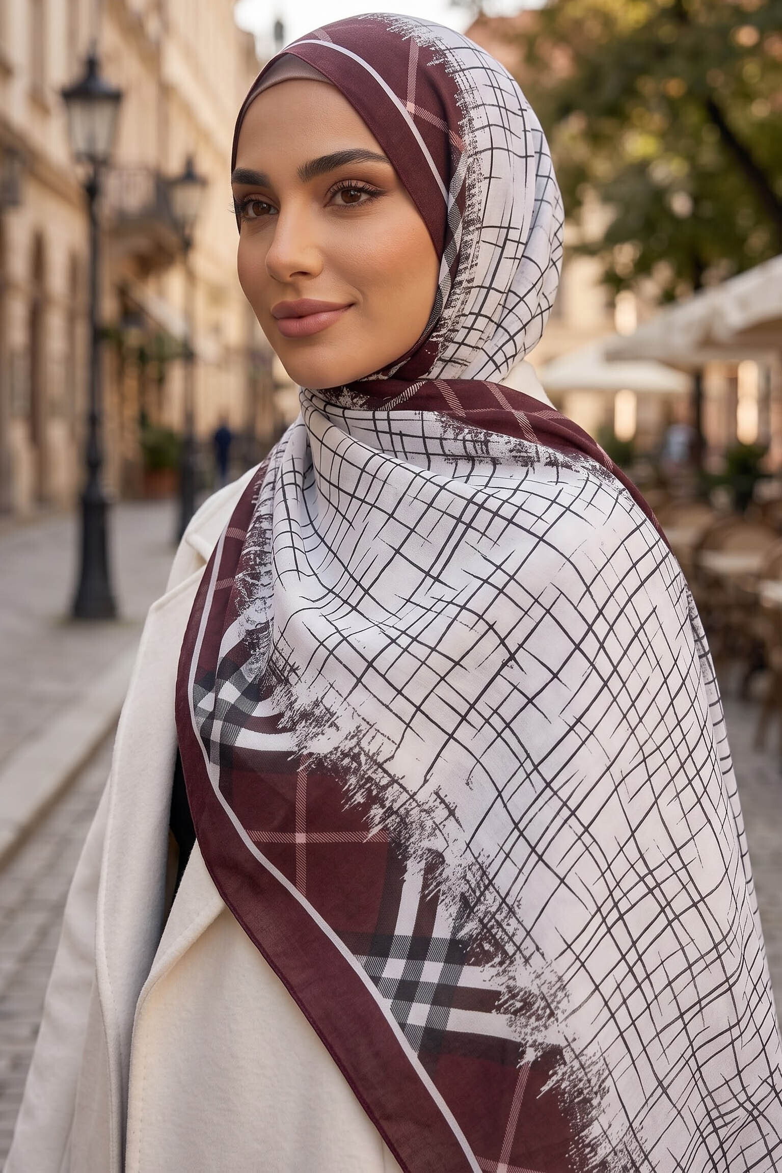 Baskılı Desenli Soft Şal Bordo - 29258-BORDO - 2
