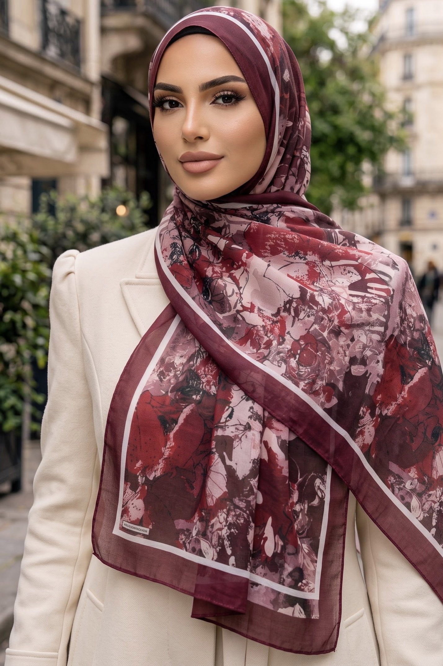 Baskılı Desenli Soft Şal Bordo - 29260-BORDO - 1