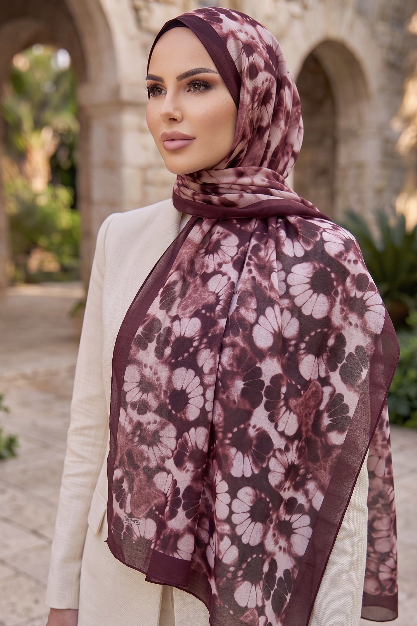 Baskılı Desenli Soft Şal Bordo - 29266-BORDO - 1