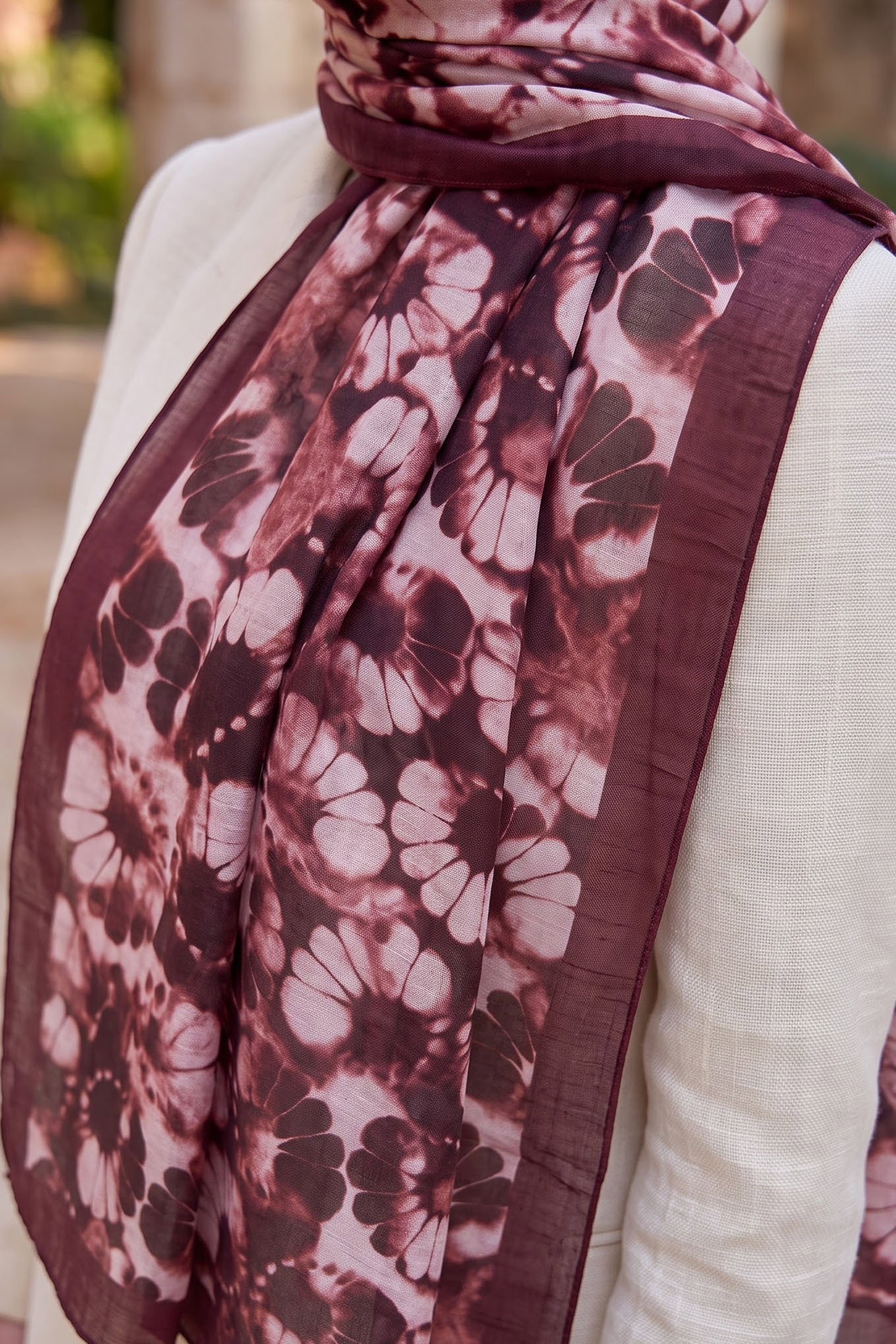 Baskılı Desenli Soft Şal Bordo - 29266-BORDO - 2