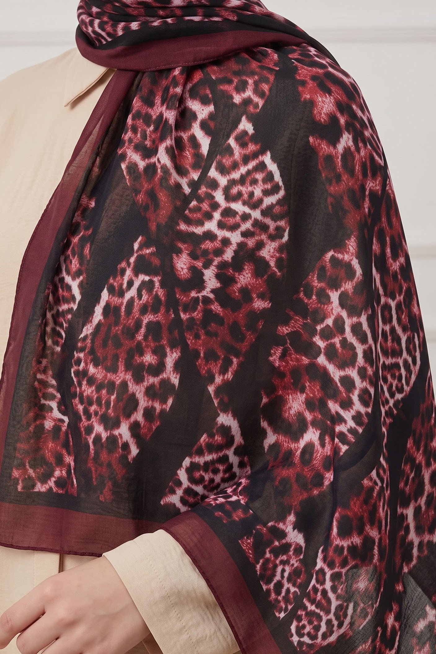 Baskılı Desenli Soft Şal Bordo - 29271-BORDO - 2