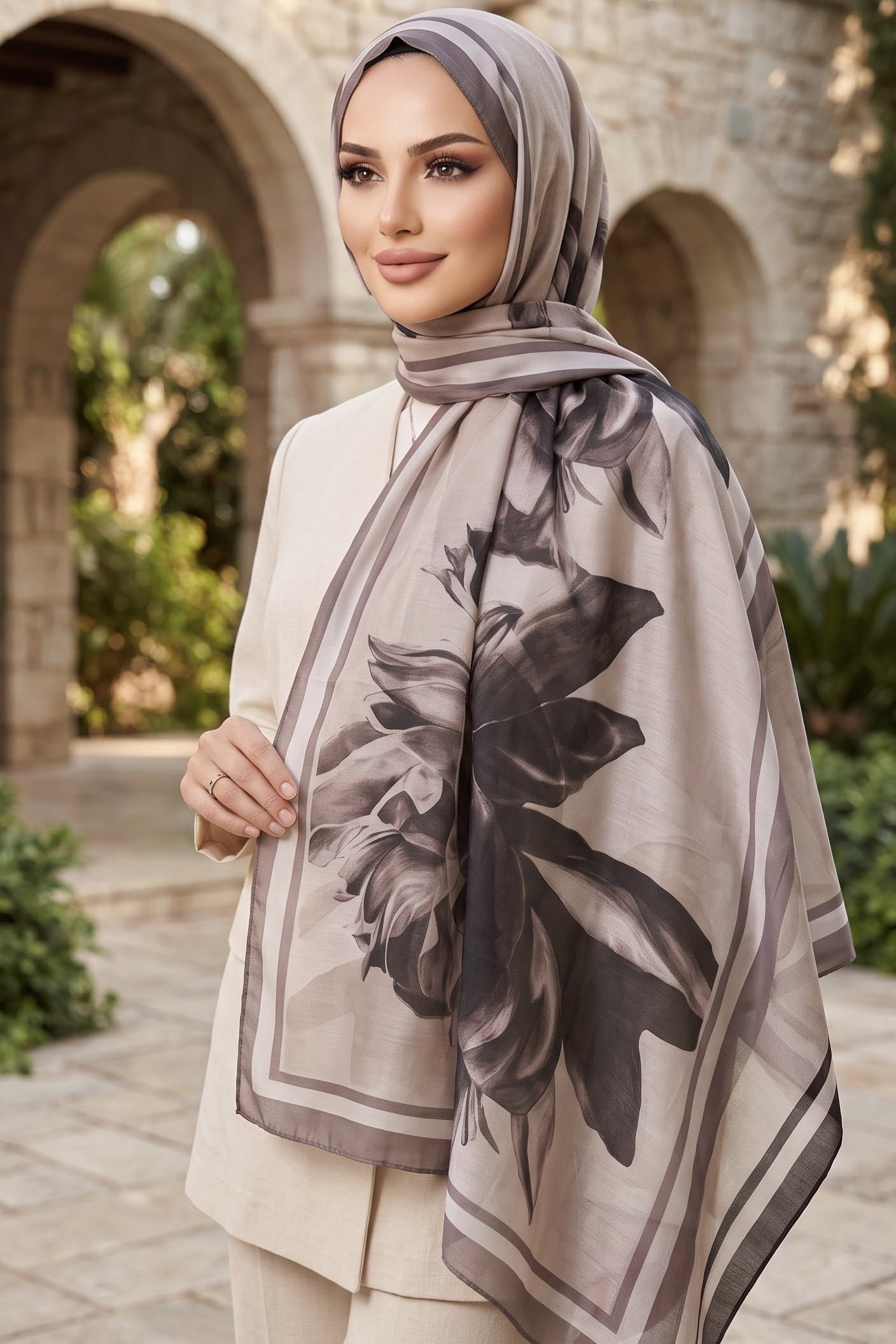 Baskılı Desenli Soft Şal Gül - 29267-GUL - 1
