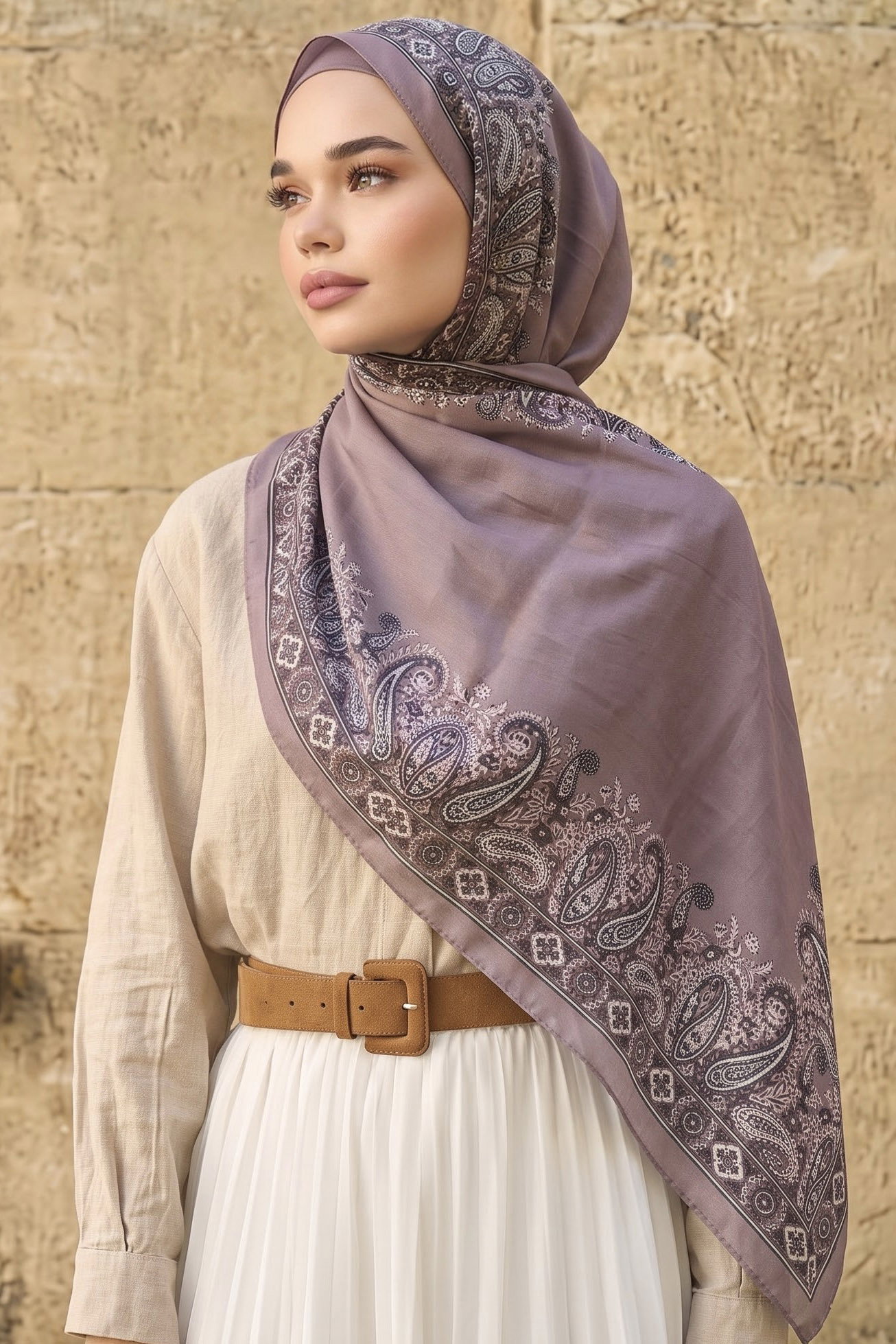 Baskılı Desenli Soft Şal Gül - 29272-GUL - 1