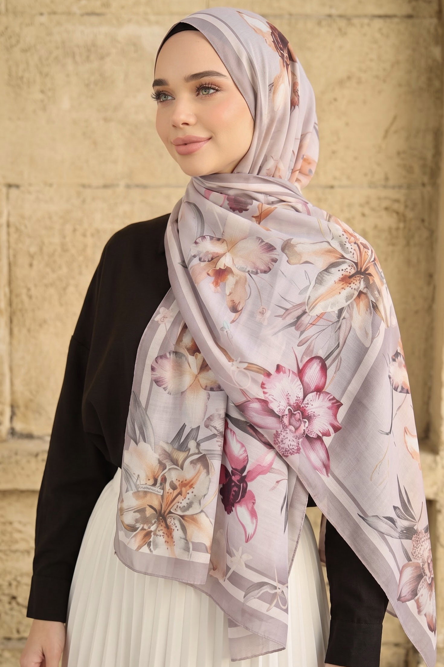 Baskılı Desenli Soft Şal Gül - 29273-GUL - 1