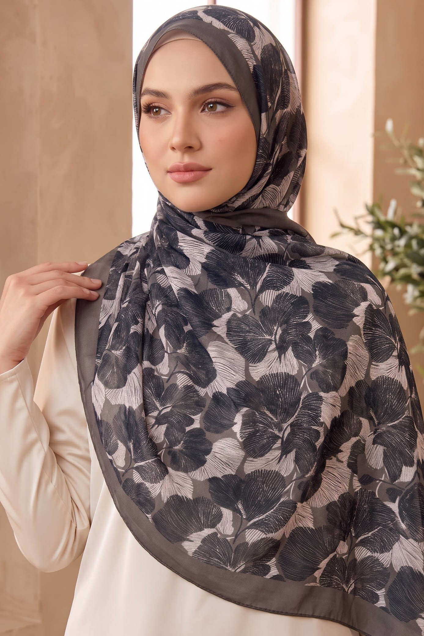 Baskılı Desenli Soft Şal Haki - 29262-HAKI - 1