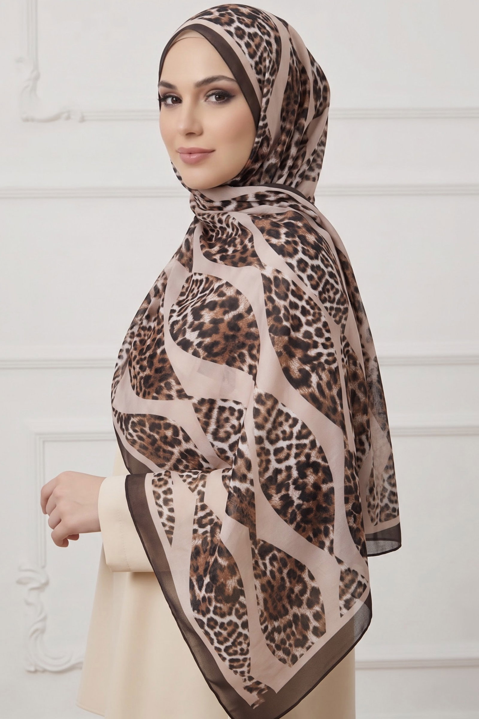 Baskılı Desenli Soft Şal Haki - 29271-HAKI - 1