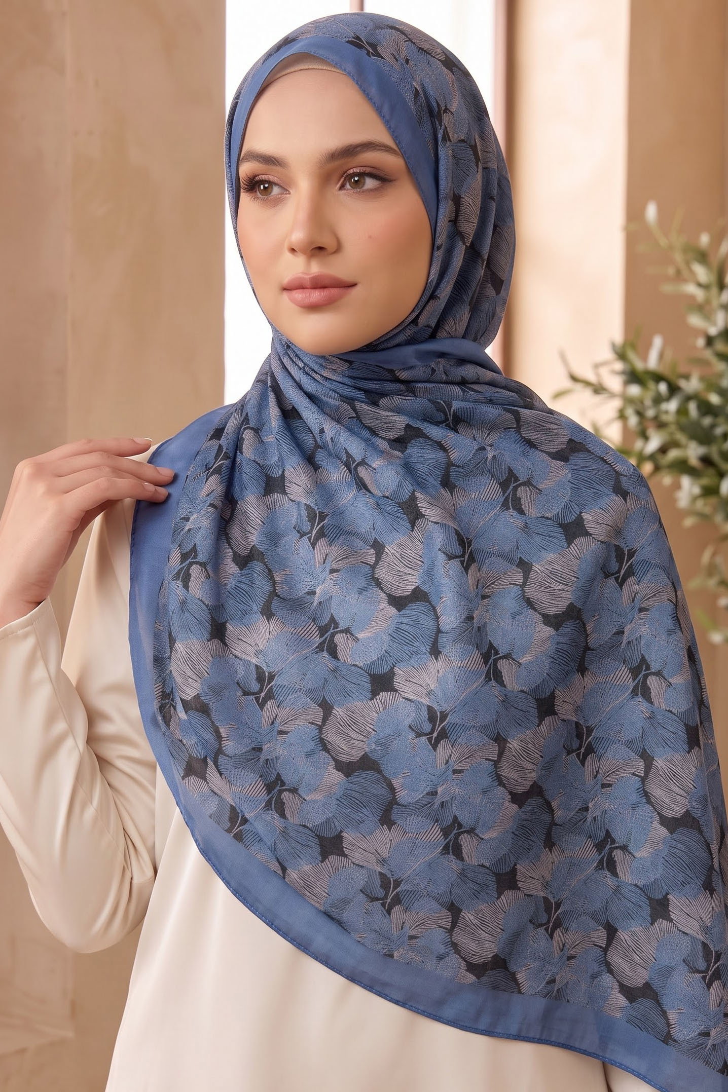 Baskılı Desenli Soft Şal Indigo - 29262-INDIGO - 1