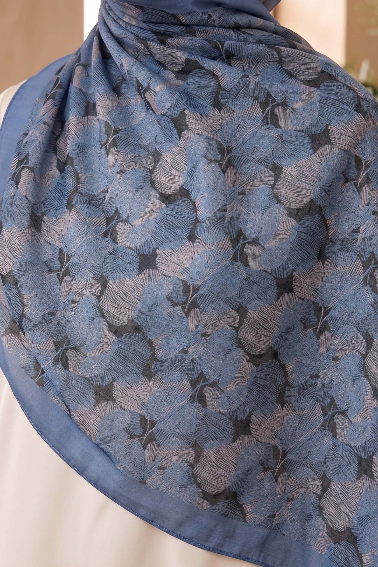 Baskılı Desenli Soft Şal Indigo - 29262-INDIGO - 2
