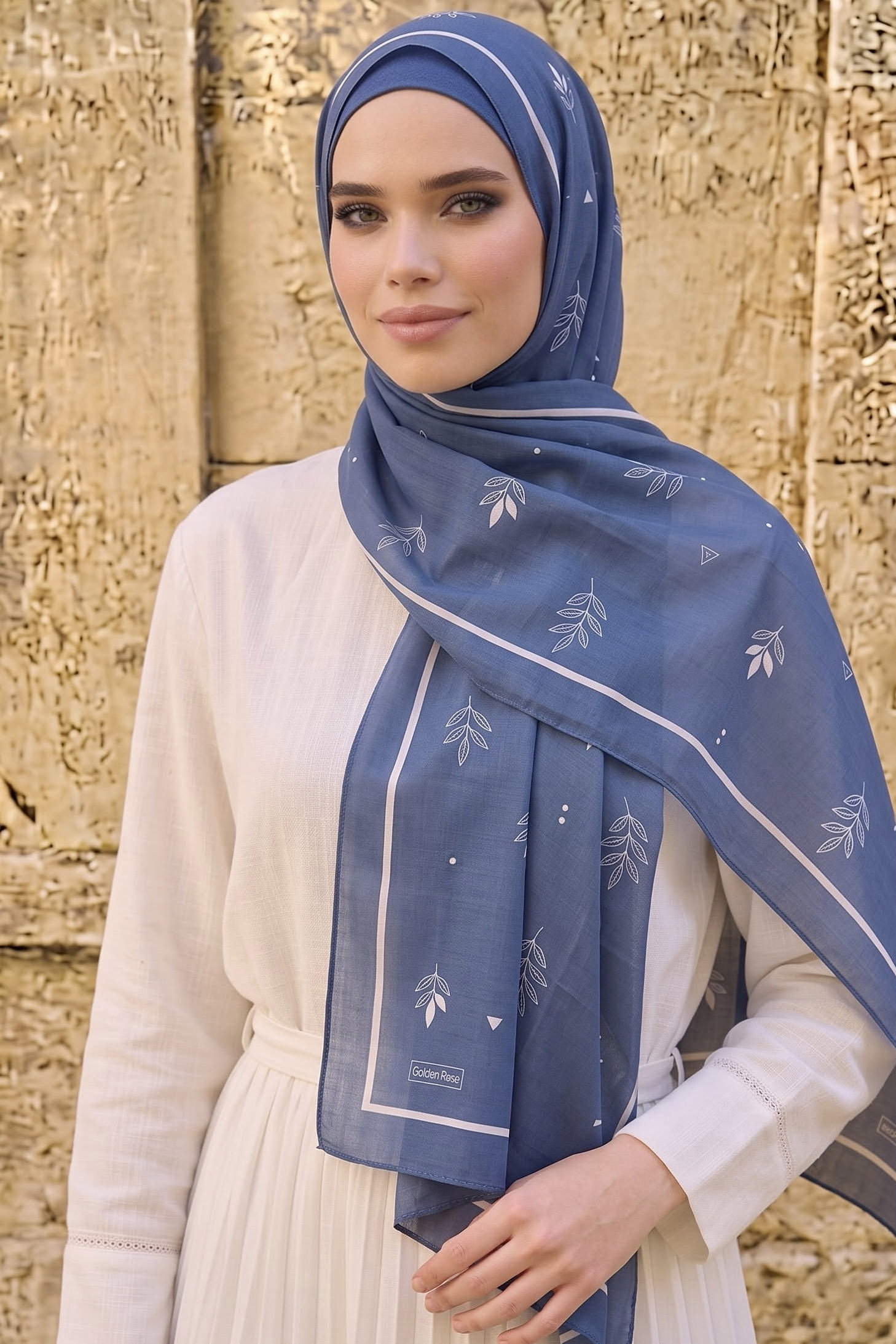 Baskılı Desenli Soft Şal Indigo - 29270-INDIGO - 1