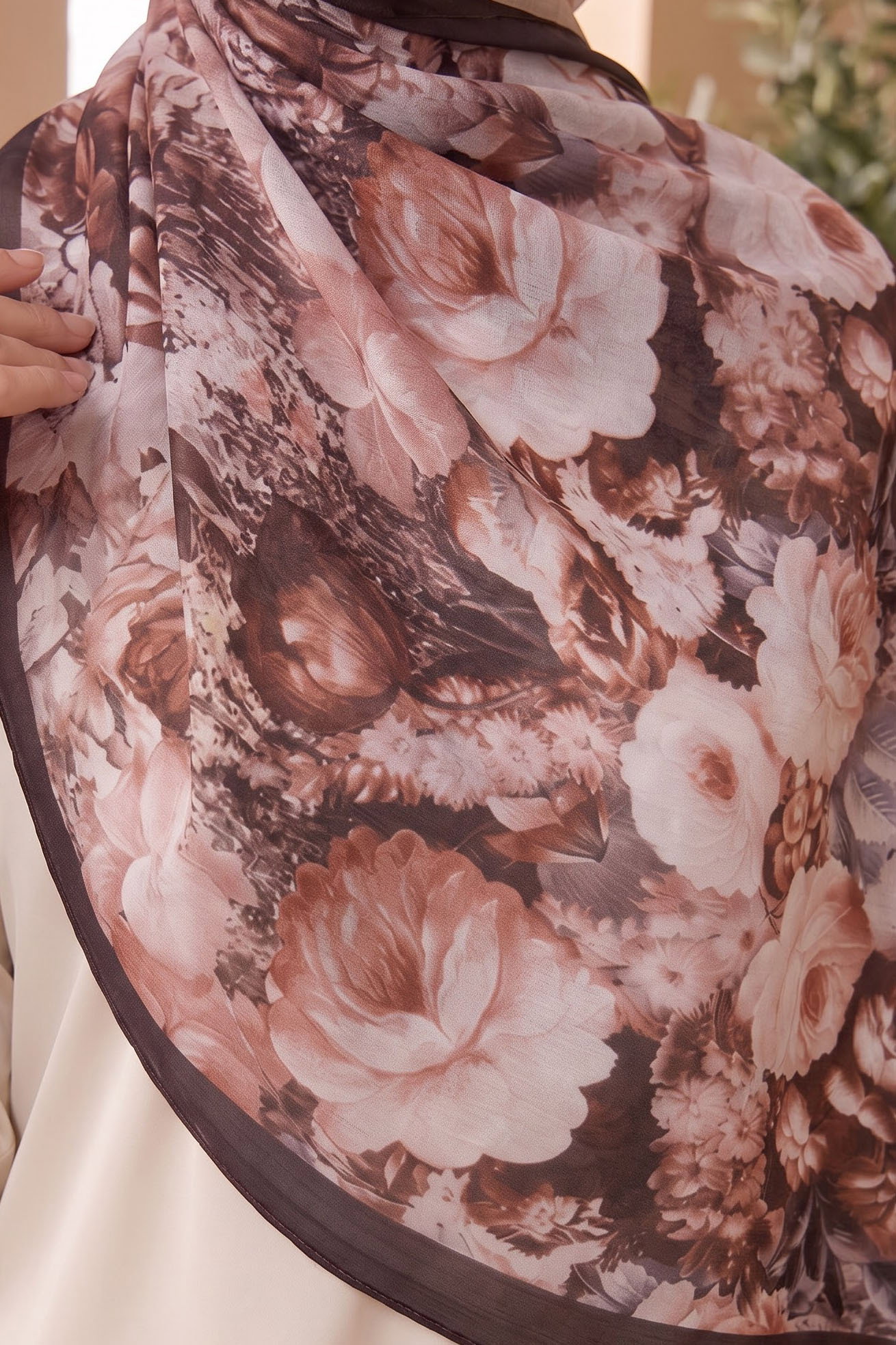 Baskılı Desenli Soft Şal Kahve - 29264-KAHVE - 2