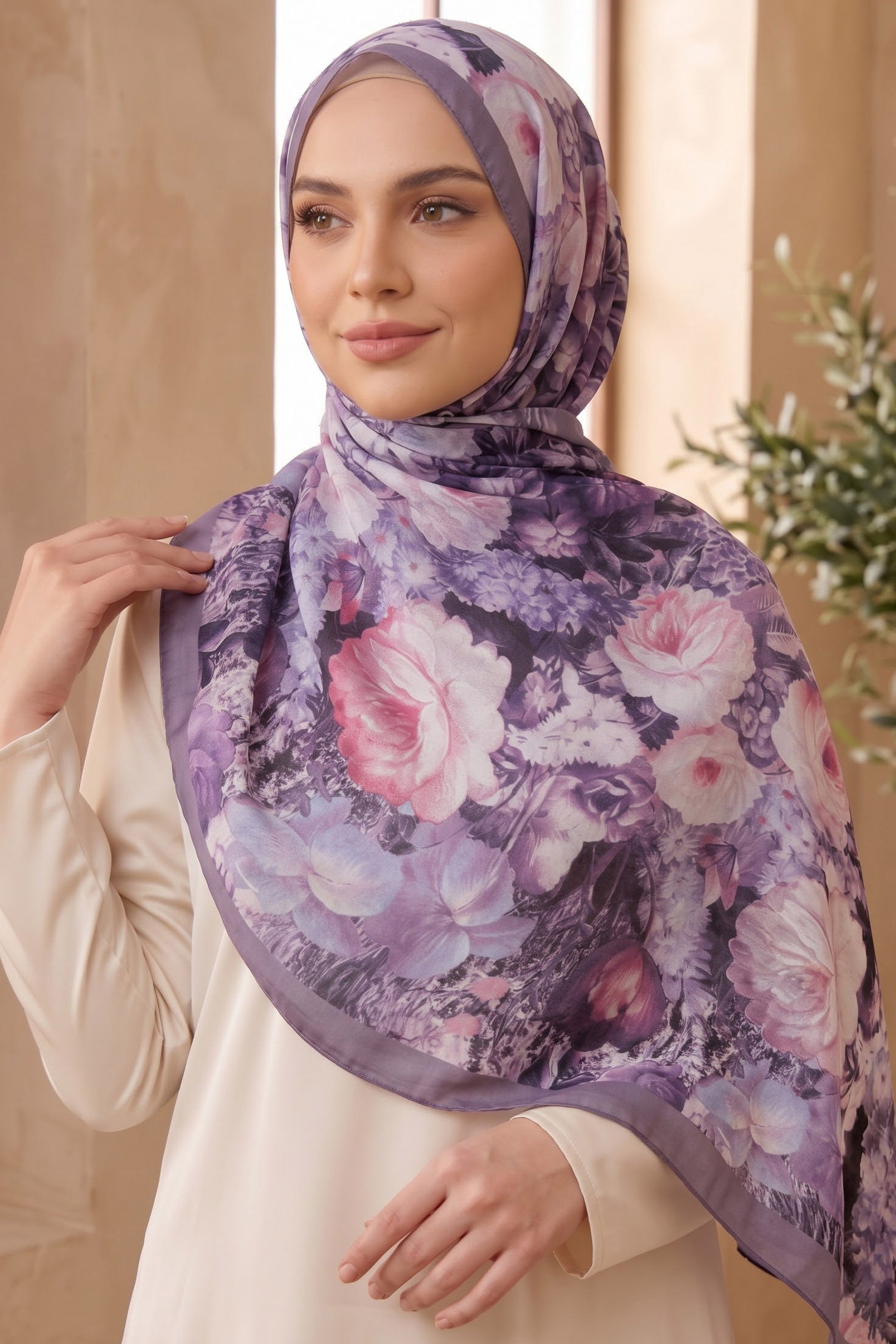 Baskılı Desenli Soft Şal Lila - 29264-LILA - 1