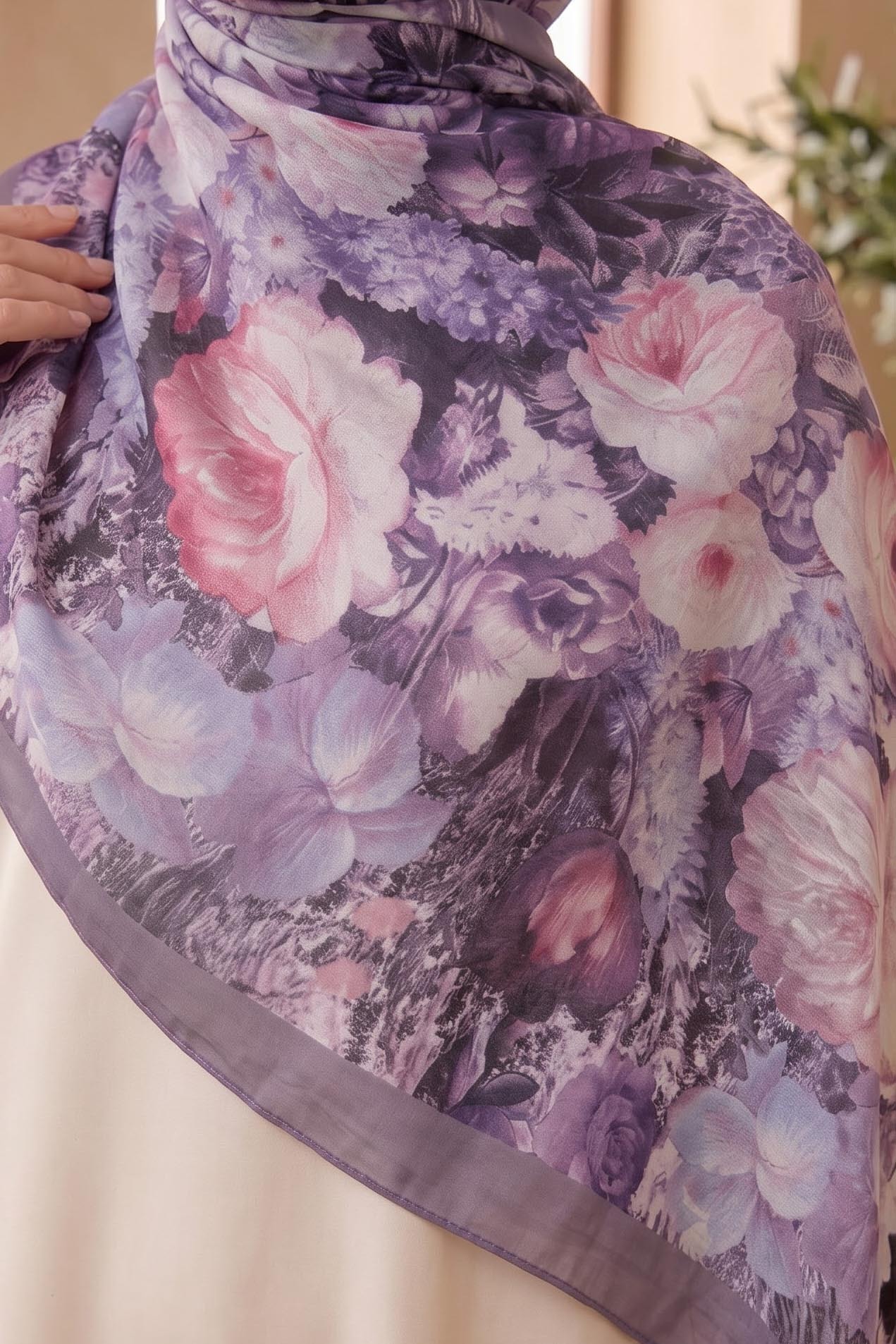 Baskılı Desenli Soft Şal Lila - 29264-LILA - 2