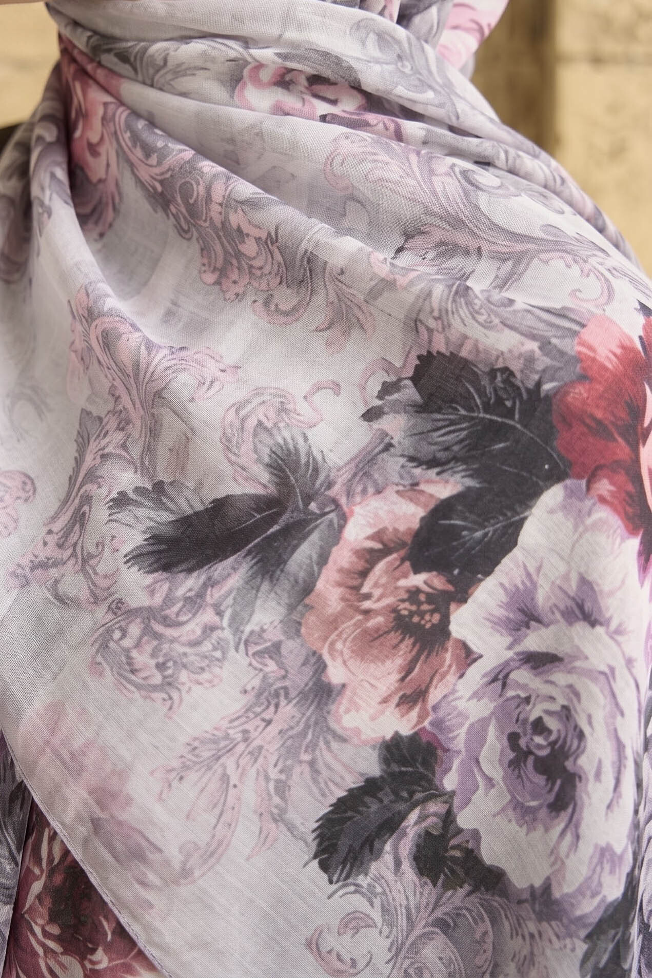 Baskılı Desenli Soft Şal Lila - 29265-LILA - 2