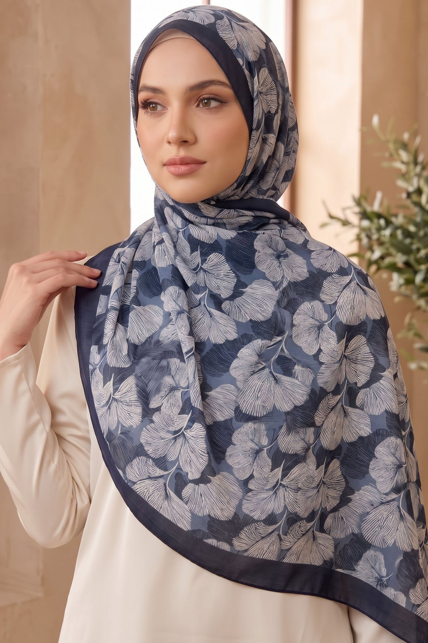 Baskılı Desenli Soft Şal Mavi - 29262-MAVI - 1