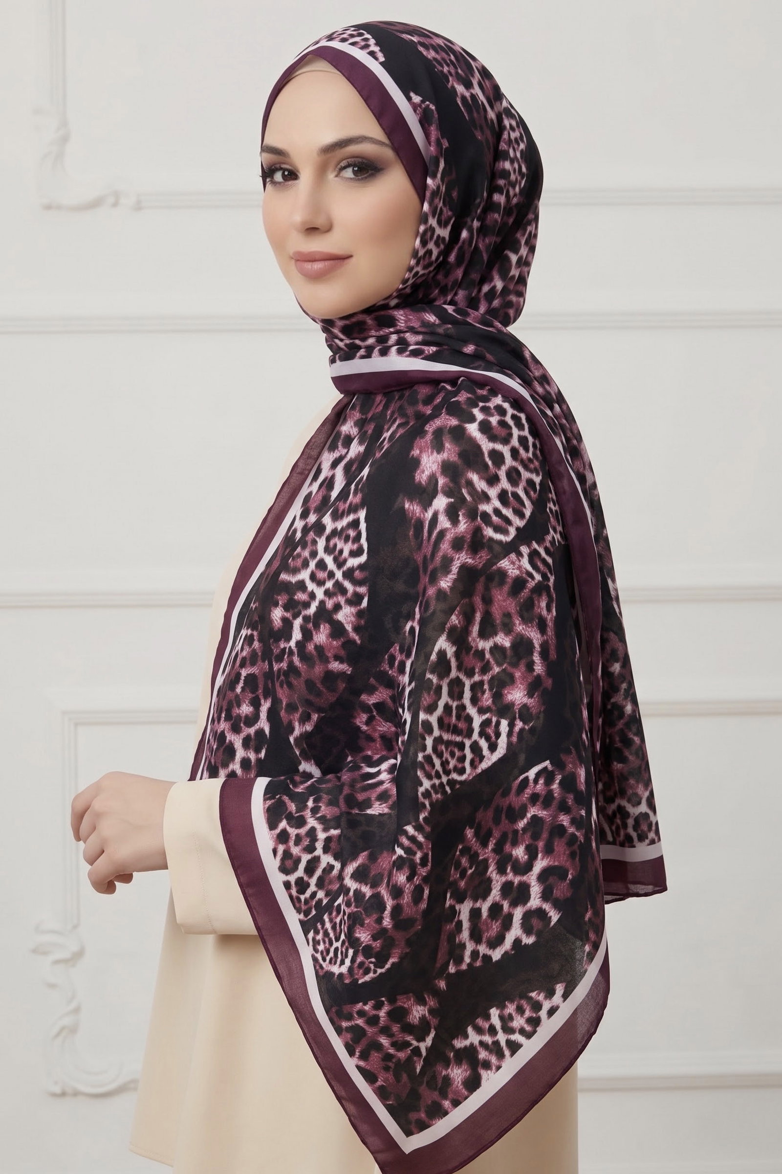 Baskılı Desenli Soft Şal Mor - 29271-MOR - 1