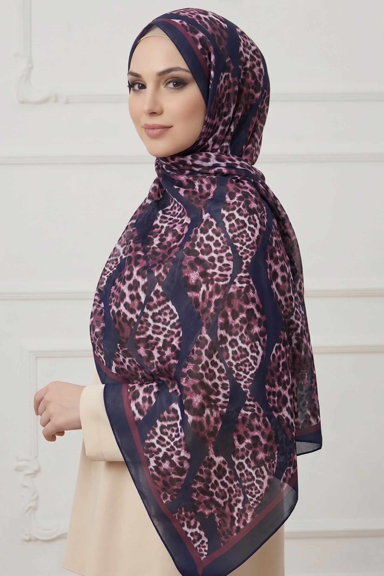 Baskılı Desenli Soft Şal Mürdüm - 29271-MURDUM - 1