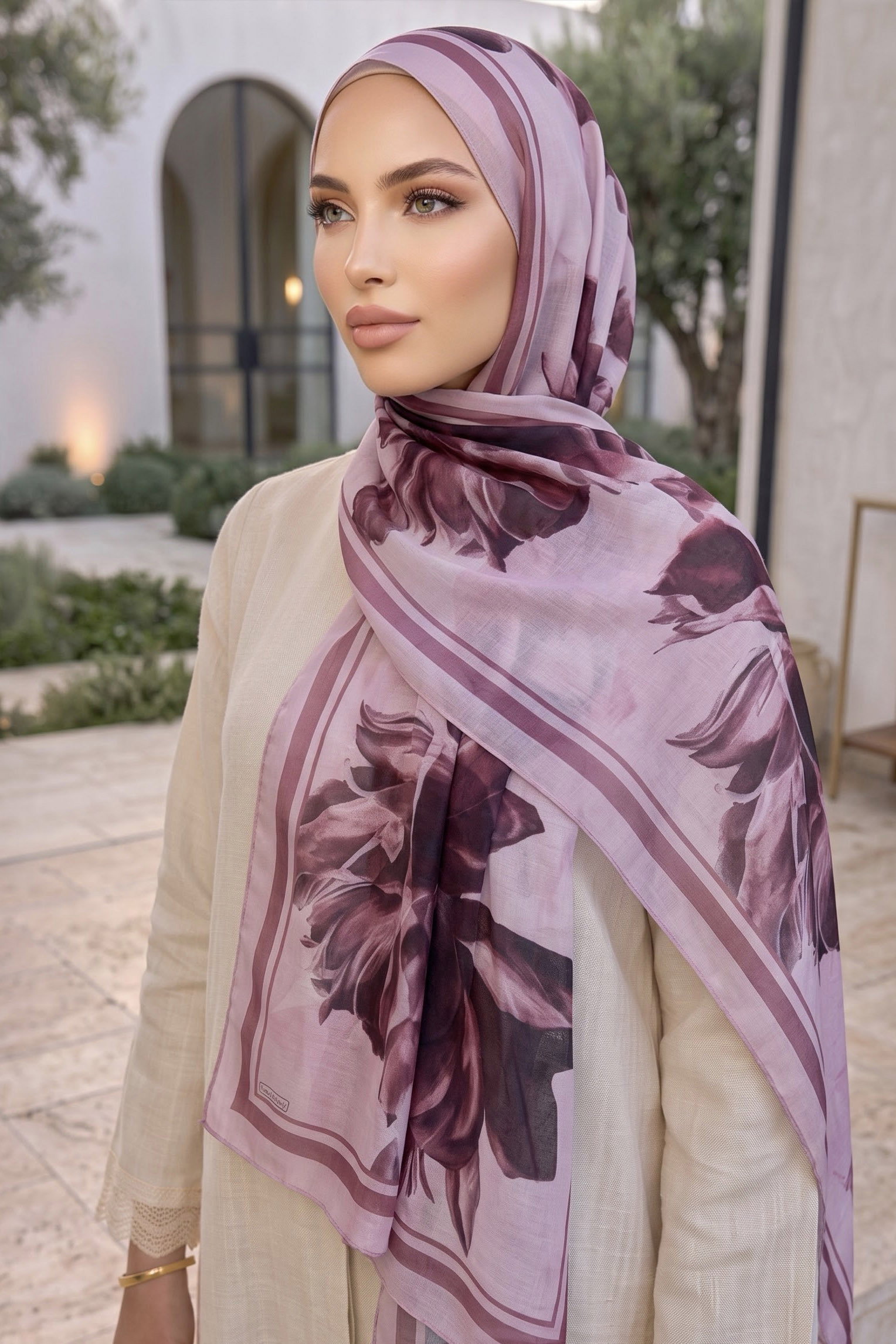 Baskılı Desenli Soft Şal Pembe - 29267-PEMBE - 1