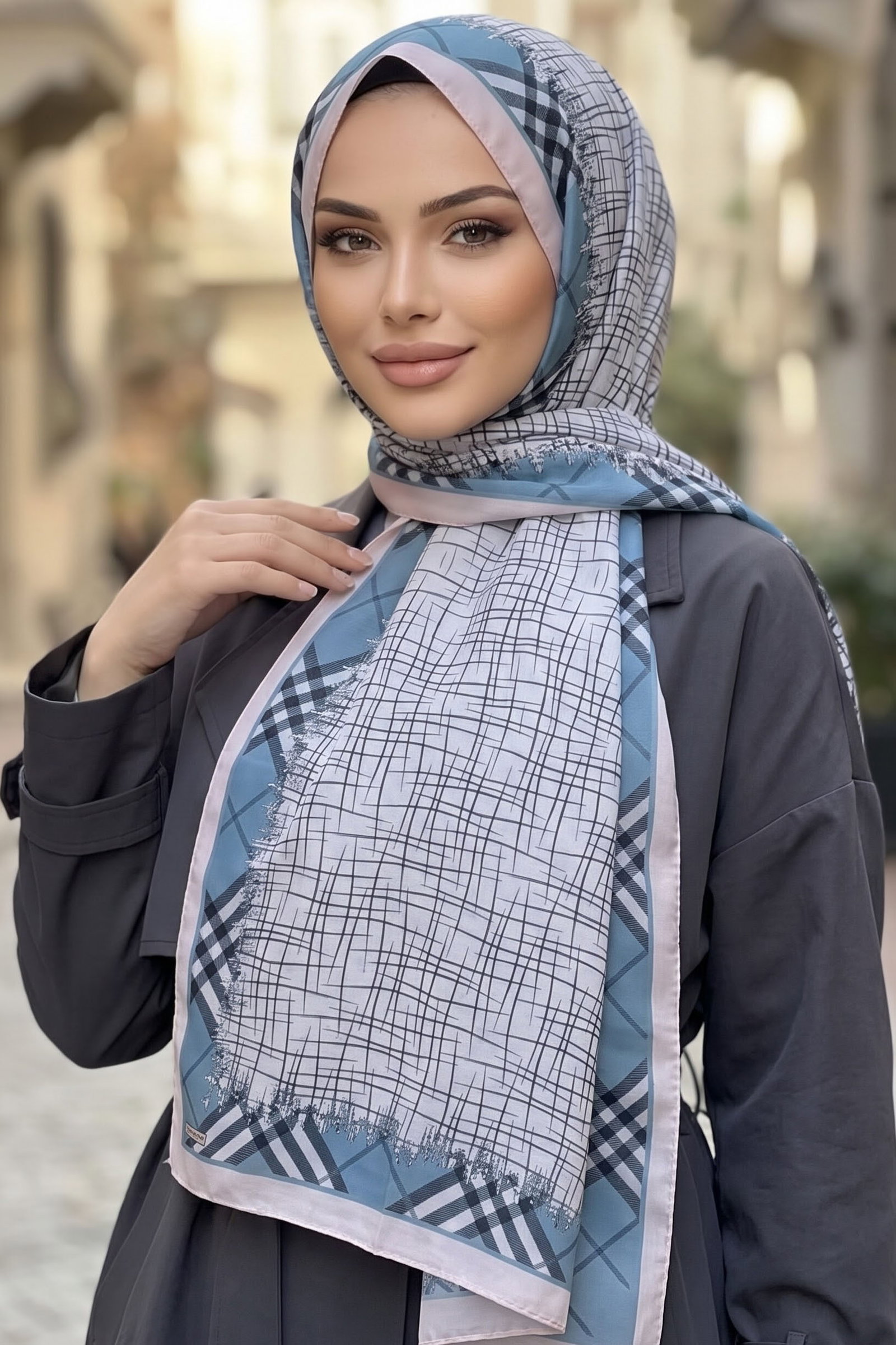 Baskılı Desenli Soft Şal Pudra - 29258-PUDRA - 1