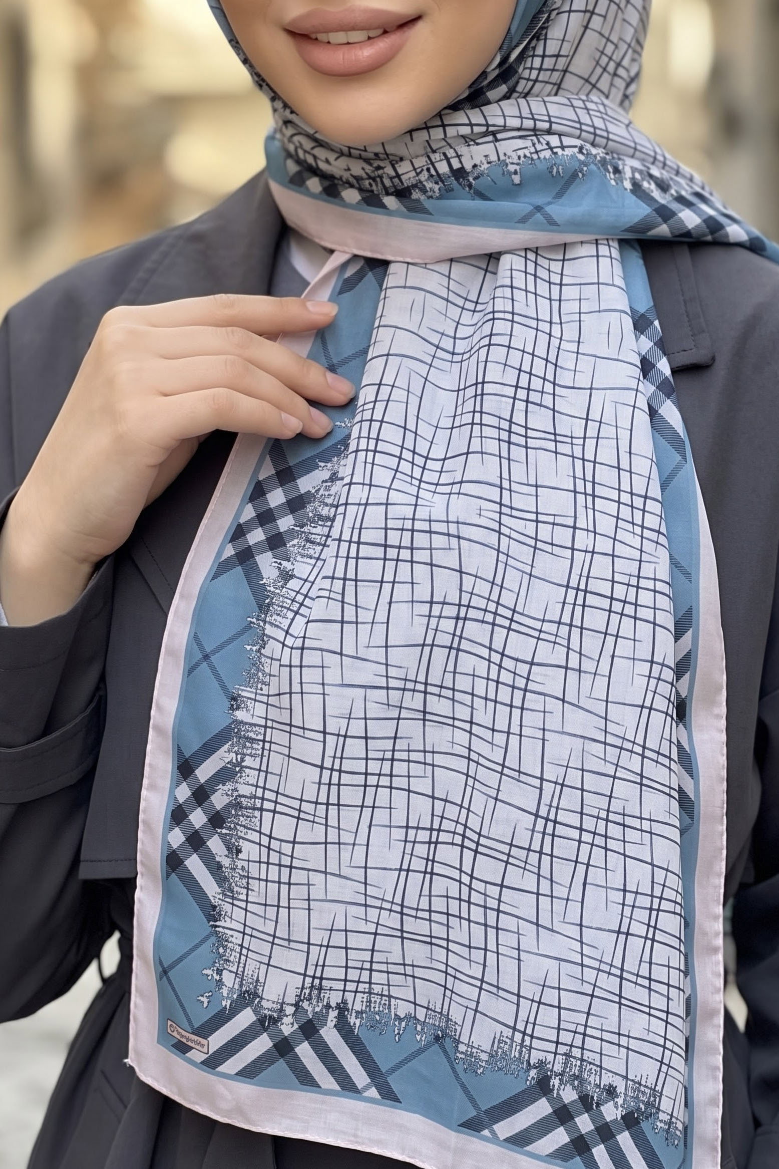 Baskılı Desenli Soft Şal Pudra - 29258-PUDRA - 2