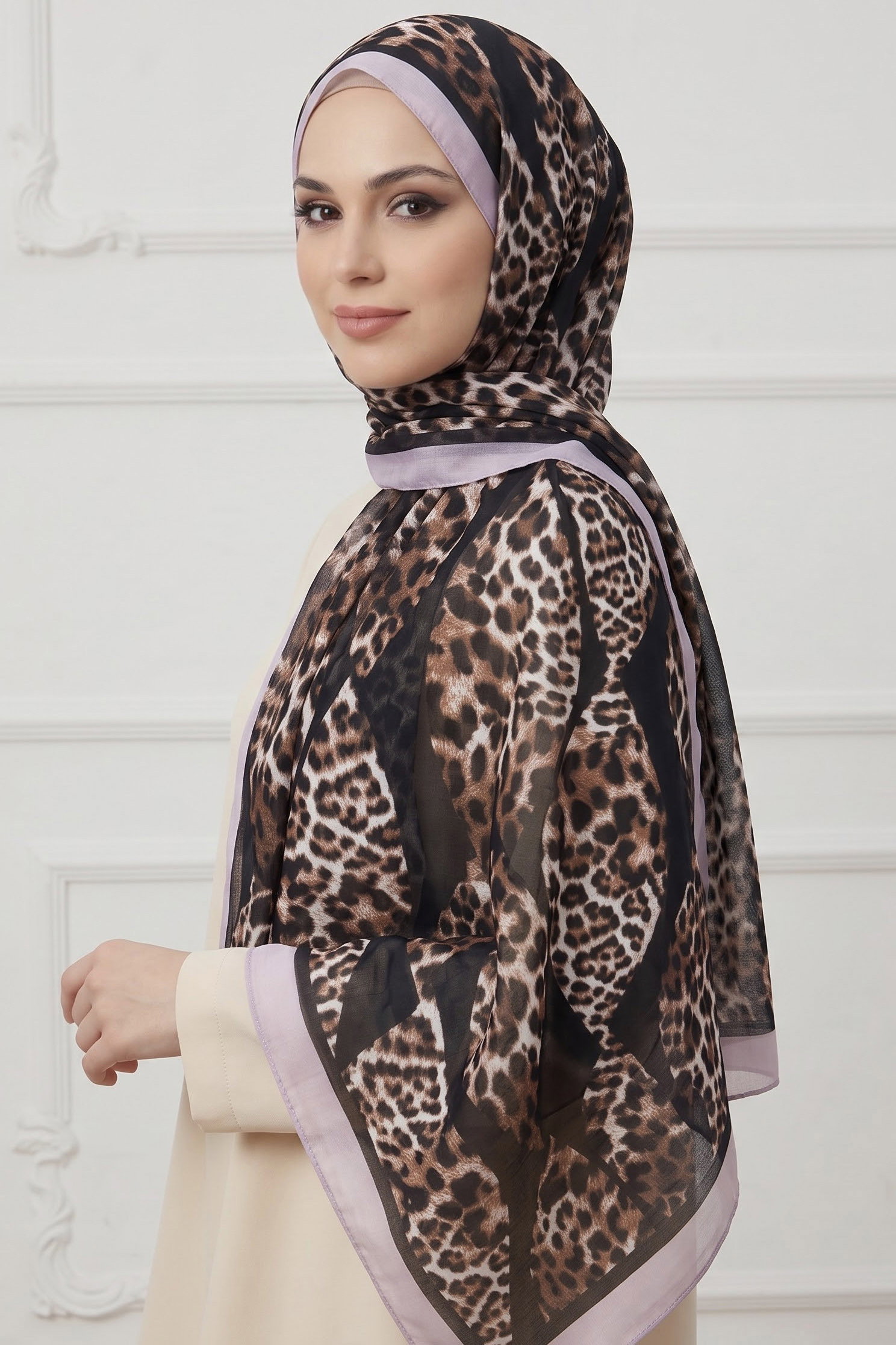 Baskılı Desenli Soft Şal Pudra - 29271-PUDRA - 1