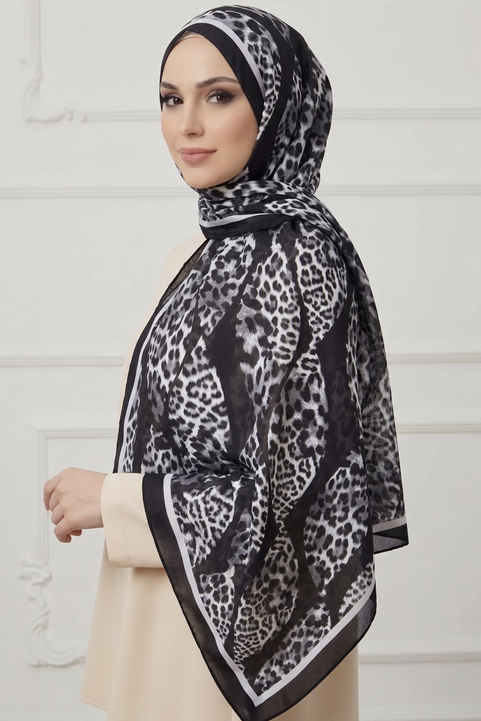 Baskılı Desenli Soft Şal Siyah - 29271-SIYAH - 1